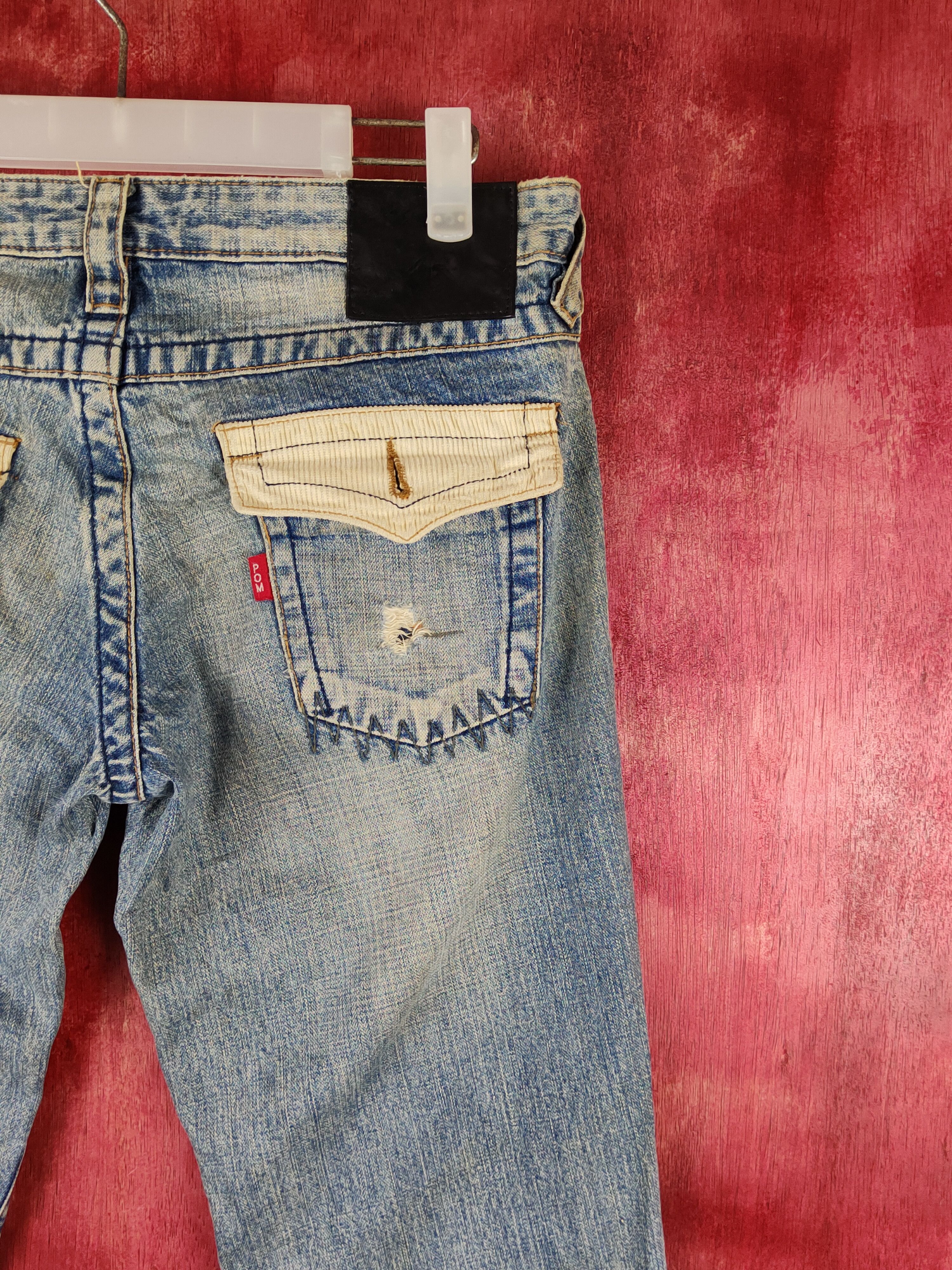 Japanese Brand Peace on Mars Faded bootcut Distressed ripped Denim #S1525 Size 30" / US 8 / IT 44 - 13 Thumbnail