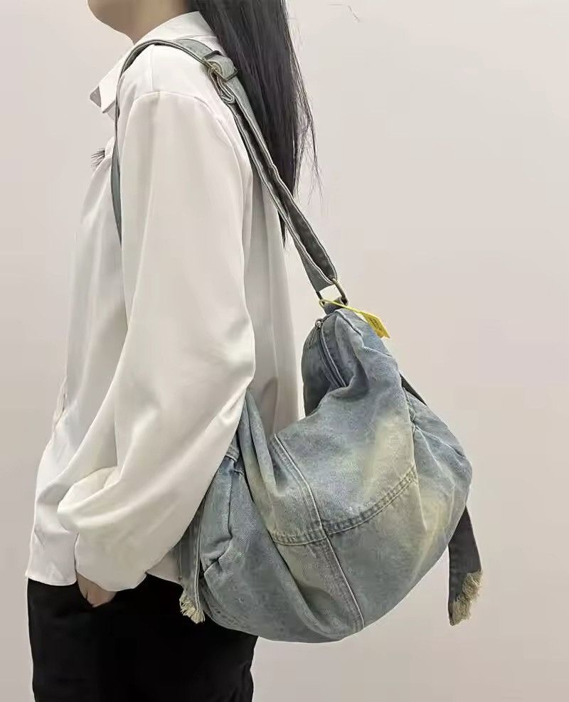 Other Washed Denim Shoulder Bag Large Capacity Size ONE SIZE - 2 Thumbnail