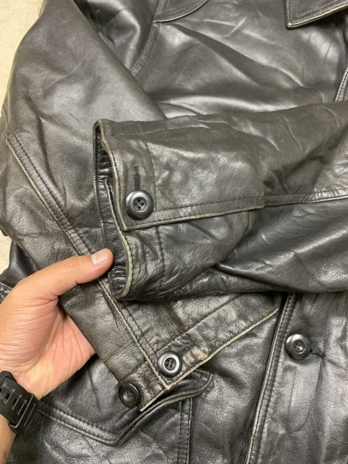 Kenzo Kenzo Jeans Vintage Distressed Leather Jacket Size US XL / EU 56 / 4 - 12 Thumbnail