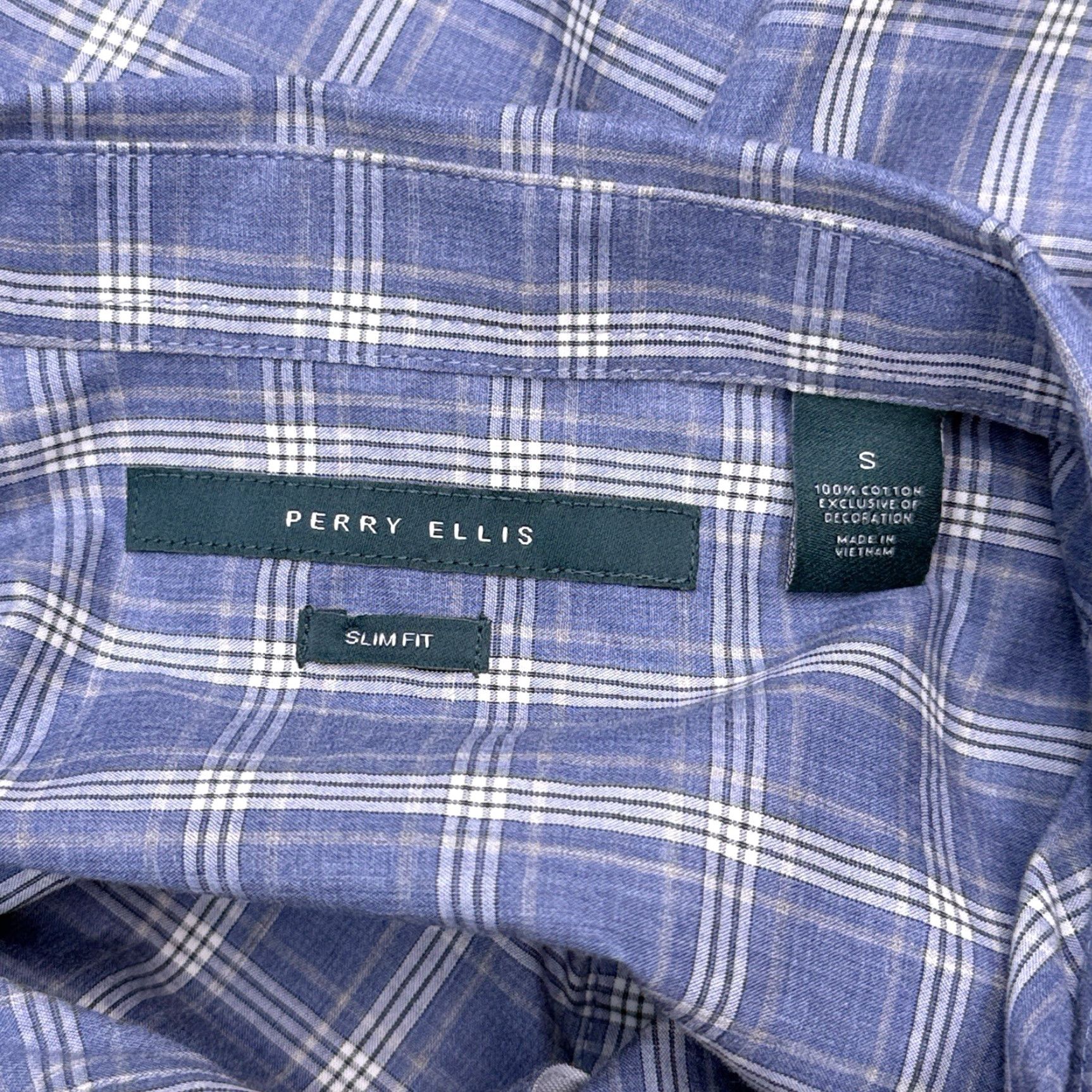 Perry Ellis Perry Ellis Slim Fit Shirt Small Blue Check Button Up New Men S Regular S Blue Check Slim Fit Button-Up Shirt Women? Size US S / EU 44-46 / 1 - 6 Thumbnail