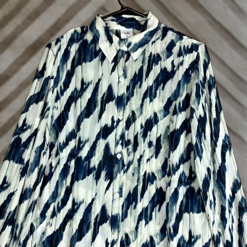 Vintage Cabi Blouse Blue White Moody Blues Long Sleeve Button Down L Size L / US 10 / IT 46 - 1 Thumbnail