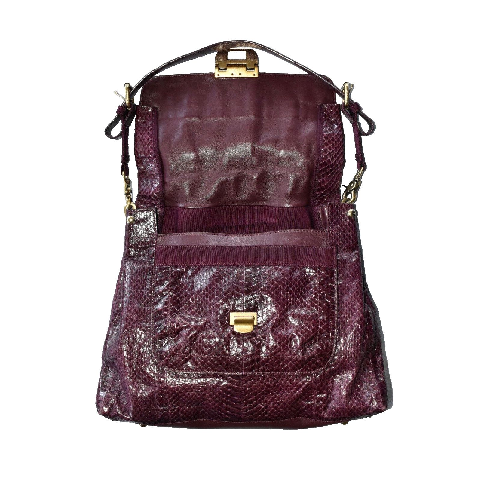 Nina Ricci NINA RICCI Python Texture Leather FoldOver Liane Satchel Bag Size ONE SIZE - 6 Thumbnail