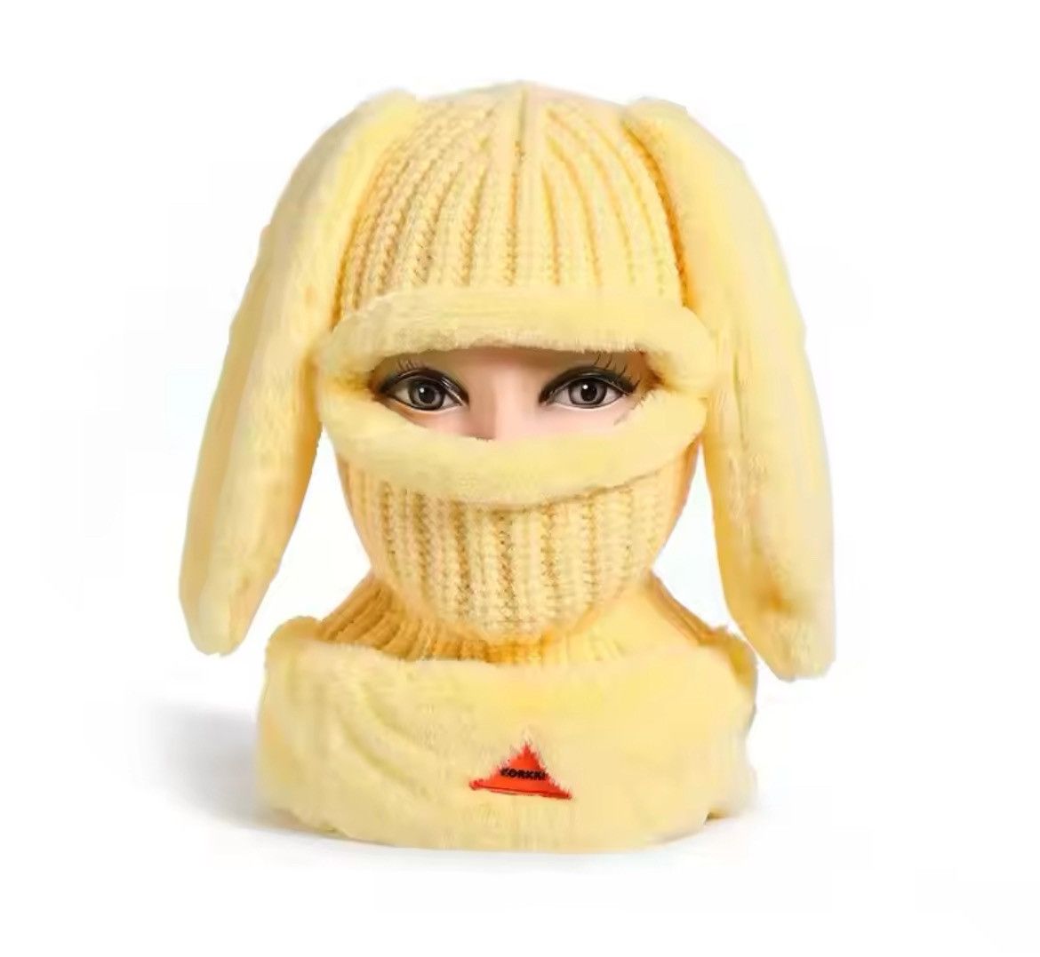 Japanese Brand Soft Plush Long Earflaps Knitted Beanie Hat Size ONE SIZE - 1 Thumbnail
