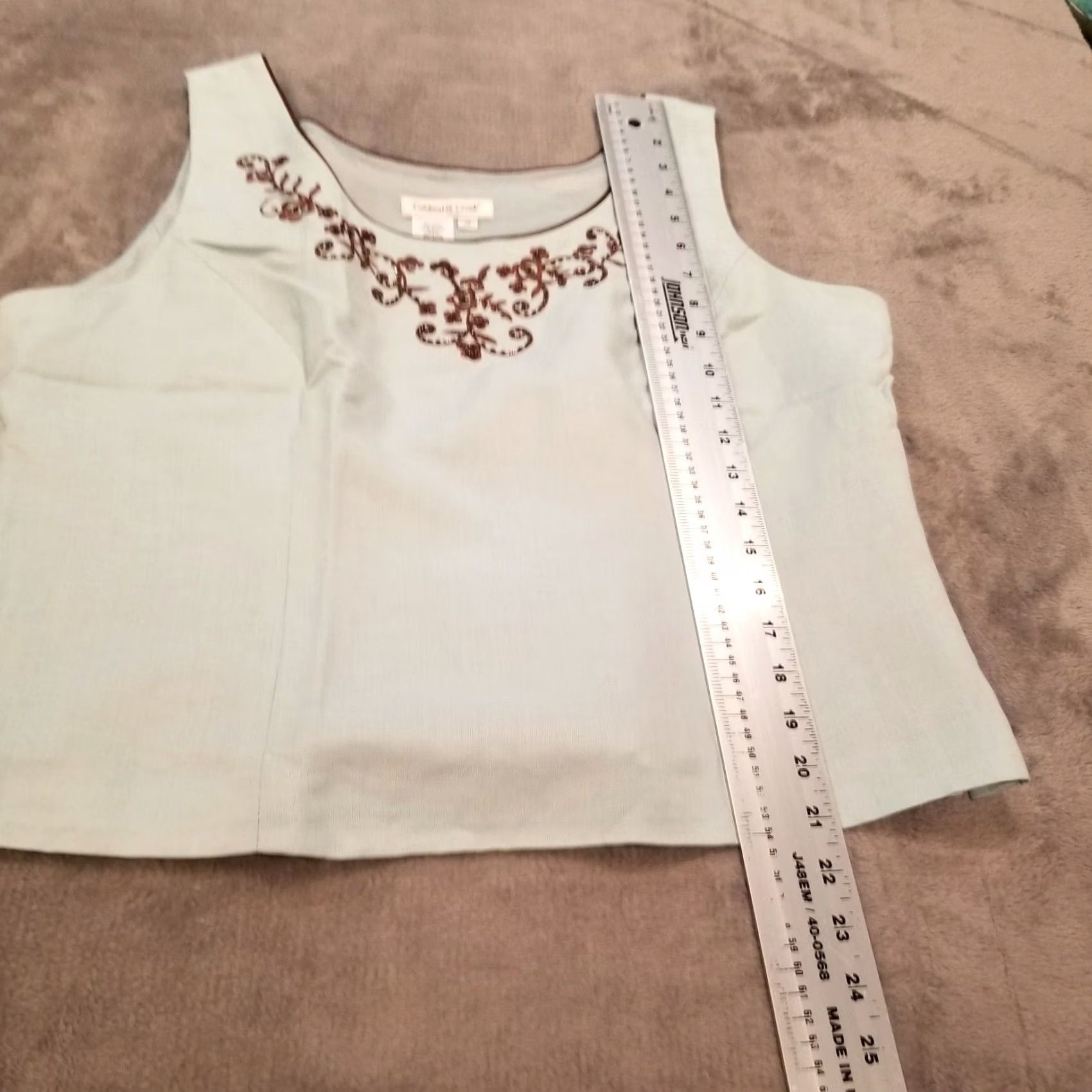 Coldwater Creek Coldwater Creek Womens Scoop Neck Sleeveless Embroidered Linen Blend Tank Sz 16 Blue Floral Casual Shirts? Size XXL / US 16-18 / IT 52-54 - 4 Thumbnail