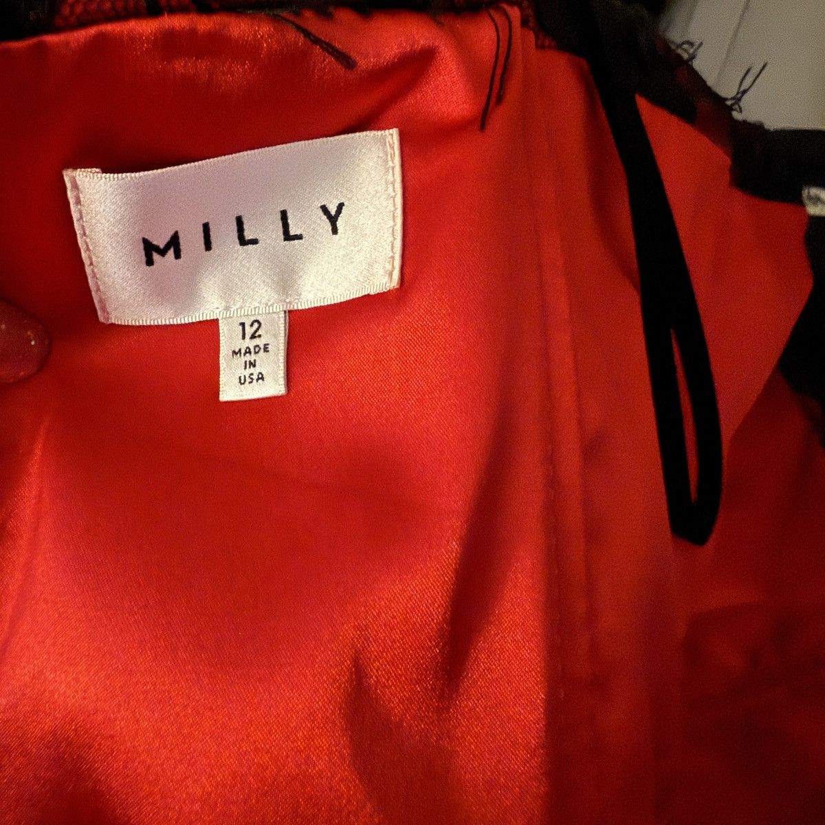 MILLY Milly Alix Red and Black Midi Dress Size 12 Size XL / US 12-14 / IT 48-50 - 6 Thumbnail