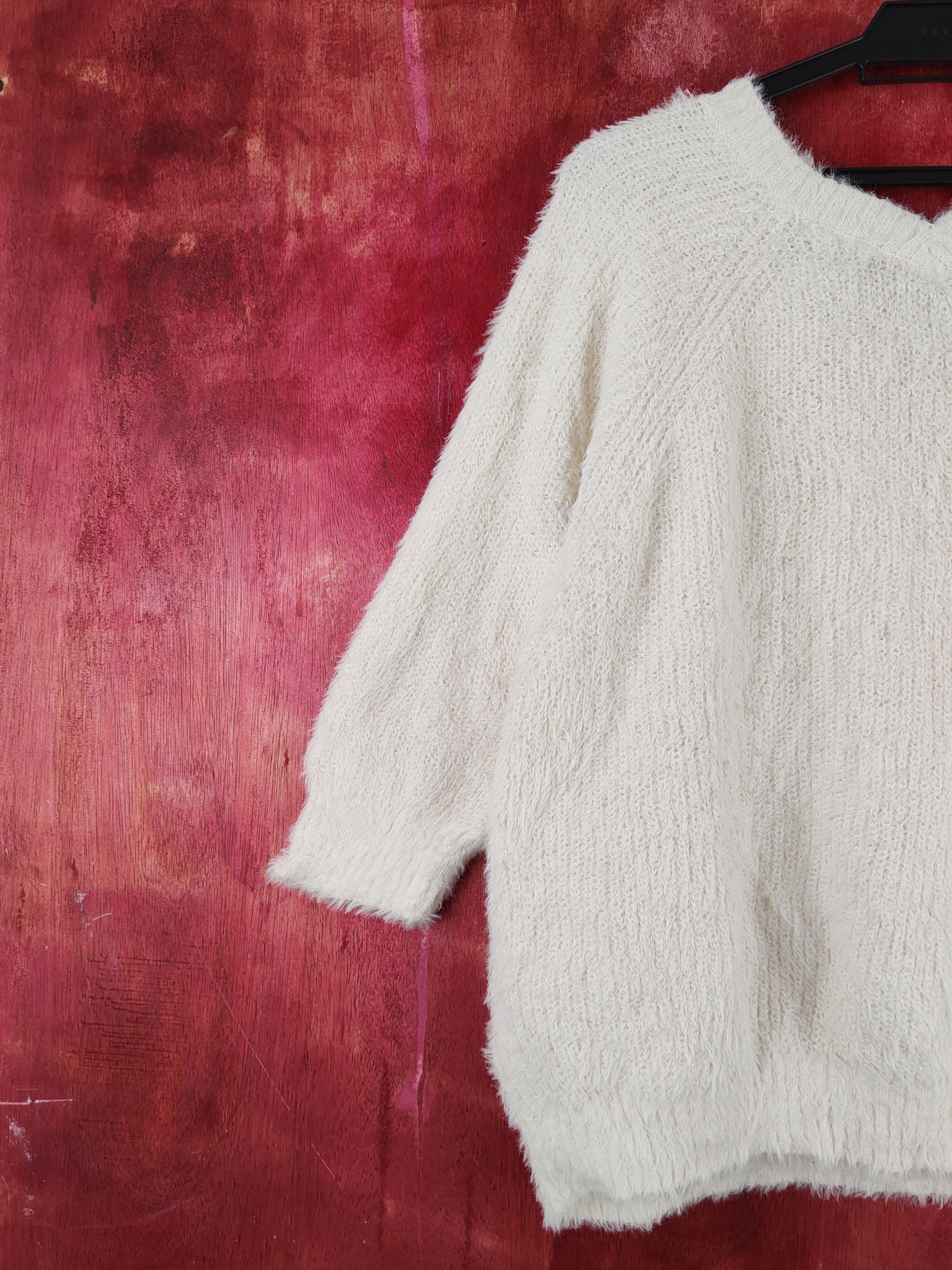 GU GU Ivory Shag Shaggy Fur Mohair Knitwear #S2003 Size L / US 10 / IT 46 - 8 Thumbnail