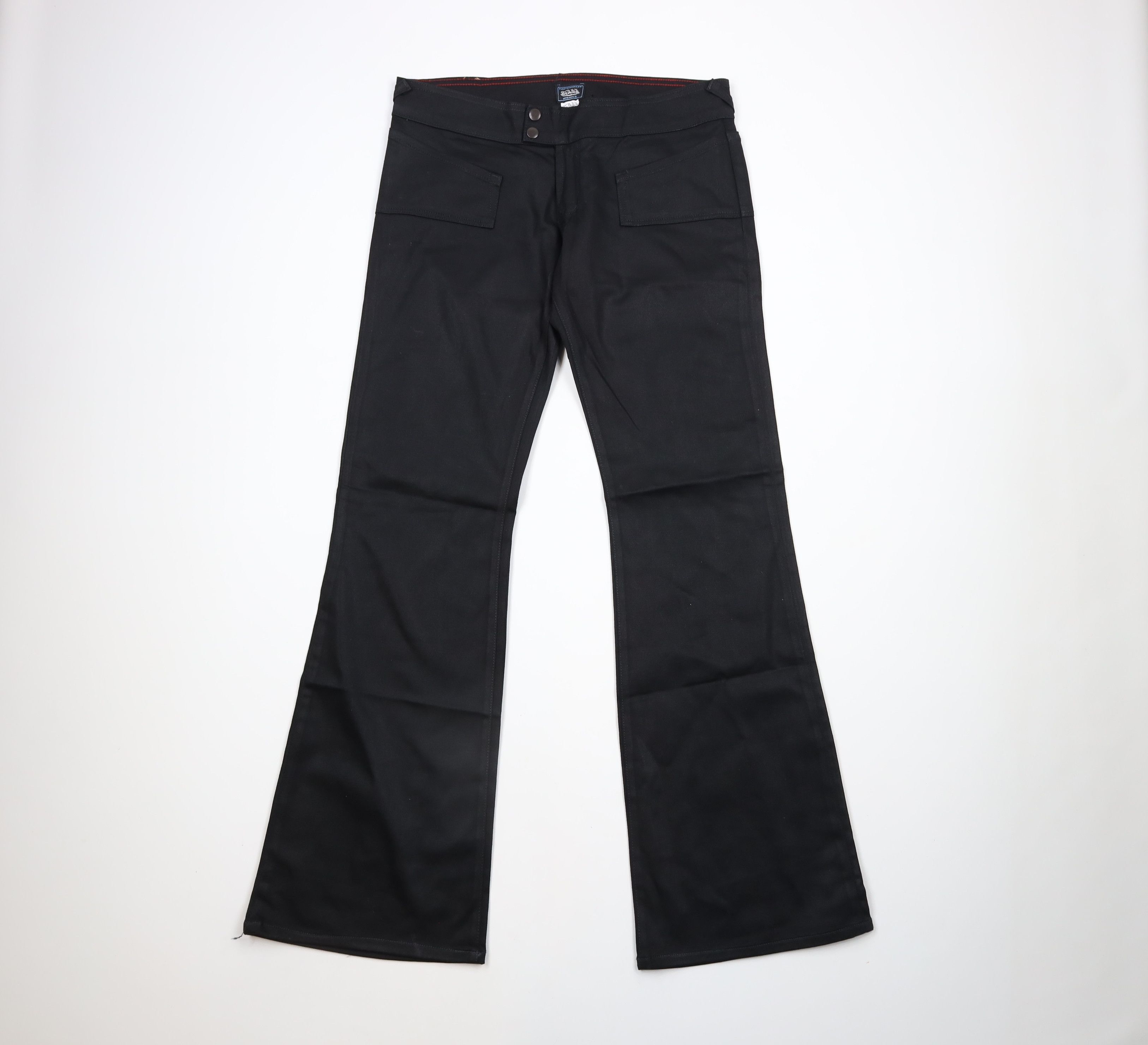 Vintage × Von Dutch Deadstock Vintage Y2K Von Dutch Wide Leg Flared Jeans Black Size 31" - 1 Thumbnail