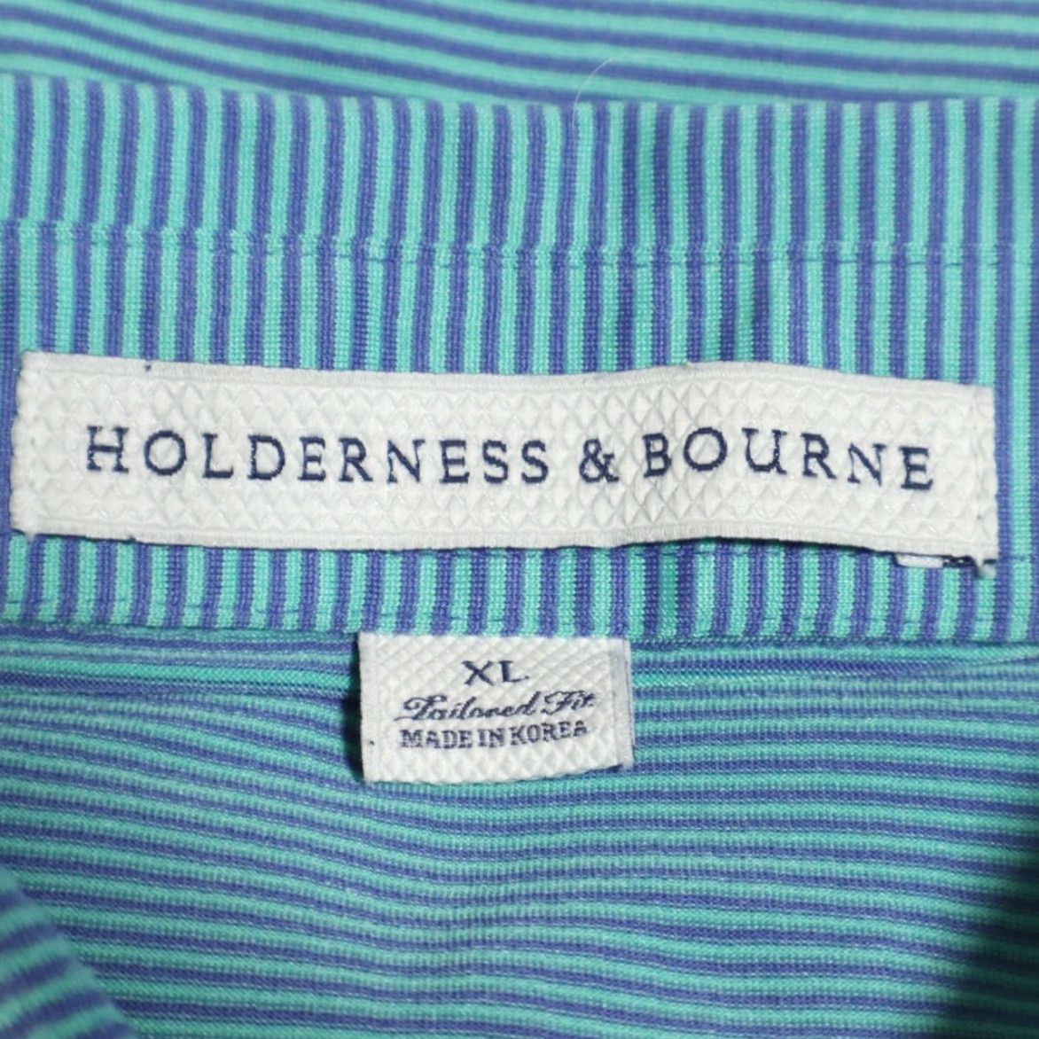 Vintage VINTAGE Holderness & Bourne The Perkins Striped Polo Shirt Mojito Mens XL Size US XL / EU 56 / 4 - 5 Thumbnail