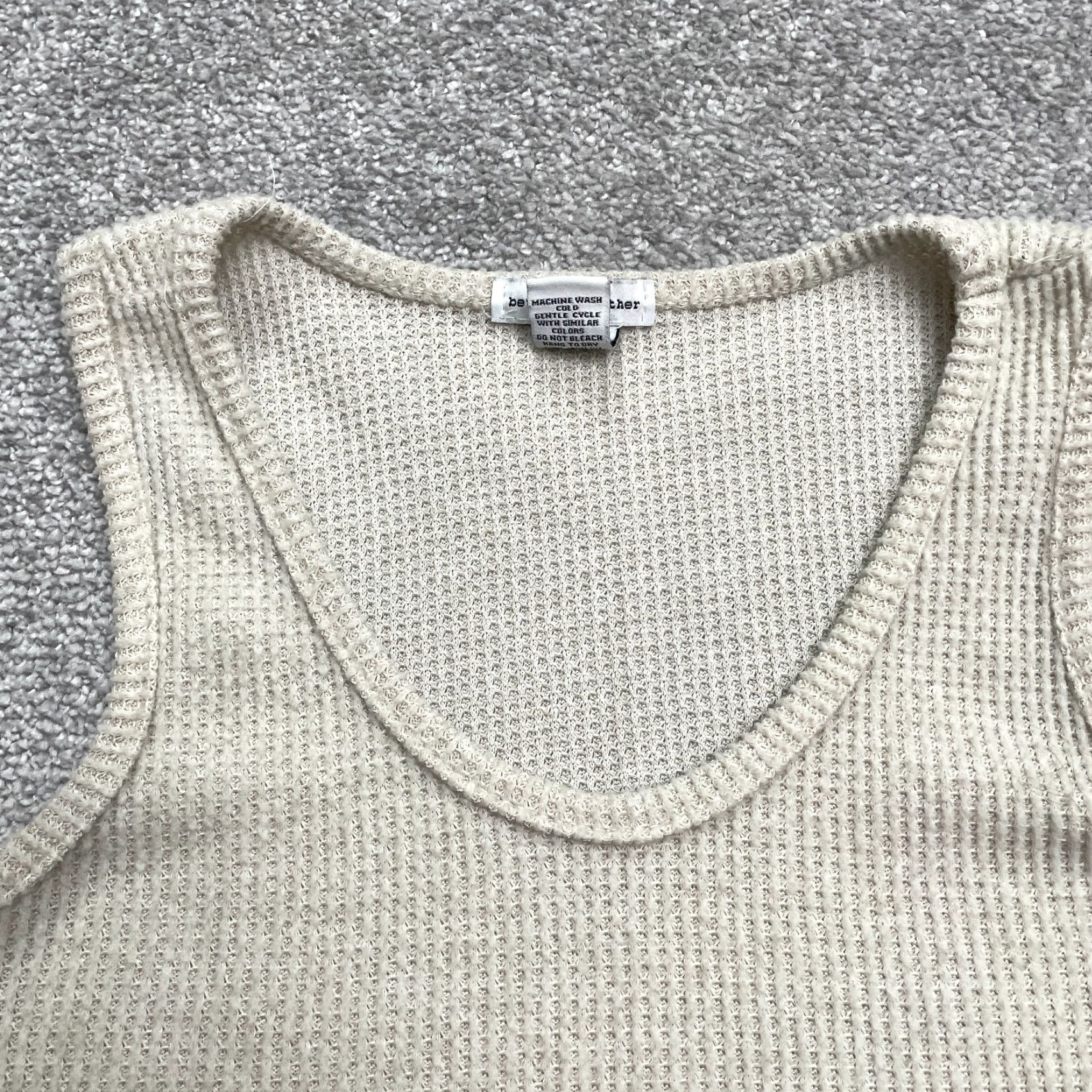 Vintage Better Together Tank Top Womens XS Beige Cropped Knit Sleeveless Scoop Neck Casual Size XS / US 0-2 / IT 36-38 - 3 Thumbnail