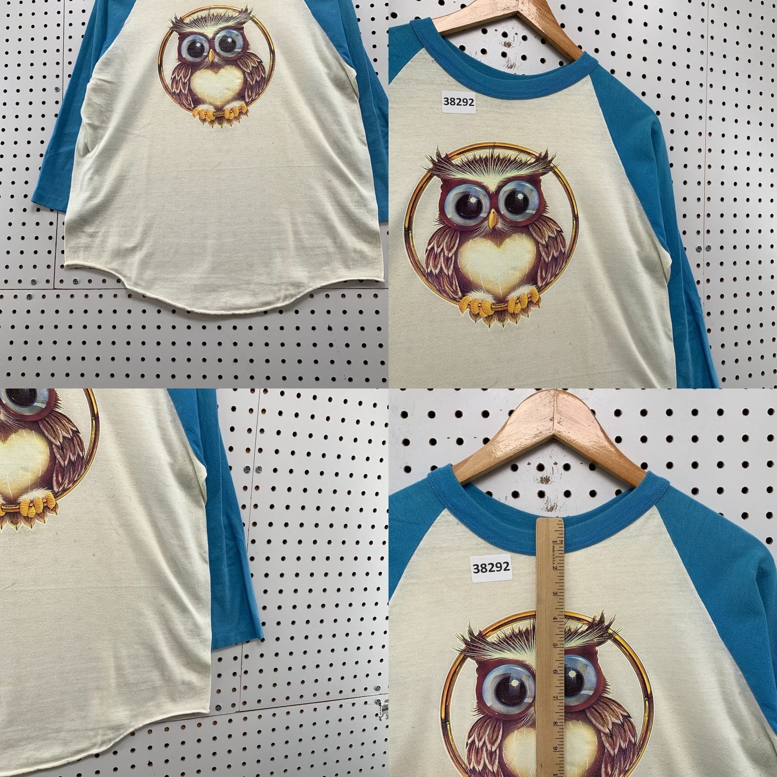 Vintage VINTAGE Stedman Owl Shirt Mens Large White Blue Raglan 3/4 Sleeve T-Shirt USA Size US M / EU 48-50 / 2 - 8 Thumbnail