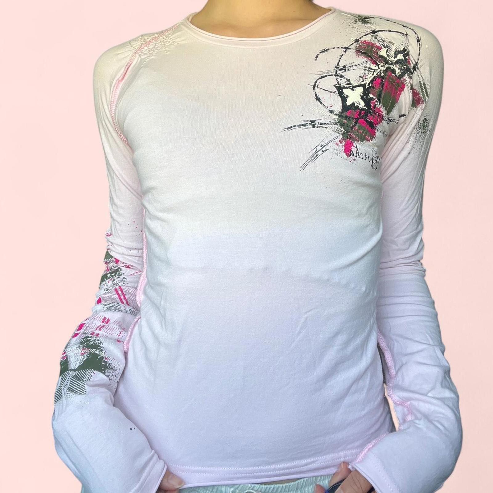 Gotcha Gotcha vintage pink long sleeve top with print Size S / US 4 / IT 40 - 1 Thumbnail