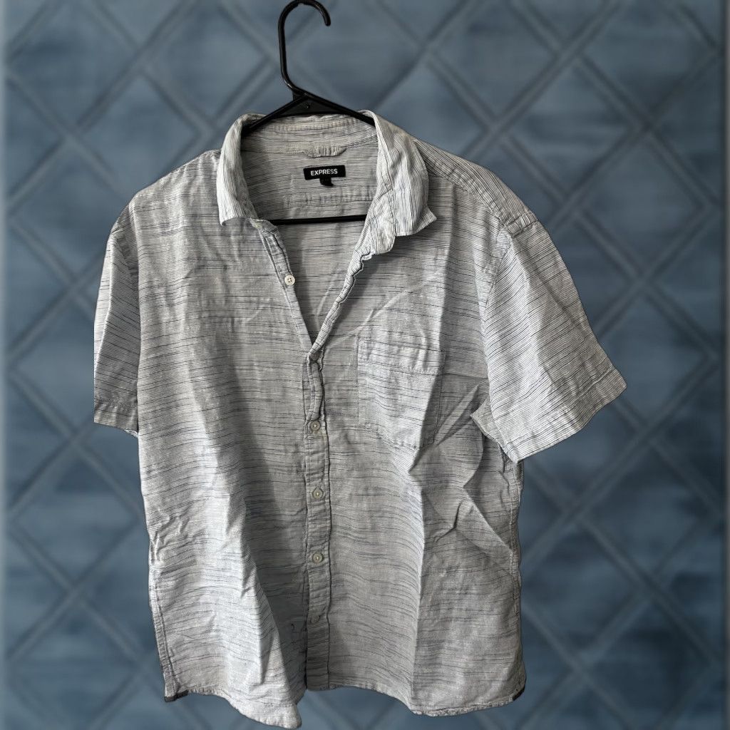 Express Express Shirt Mens XL Blue Button-Up Short Sleeve Casual Outdoors Size US XL / EU 56 / 4 - 1 Thumbnail