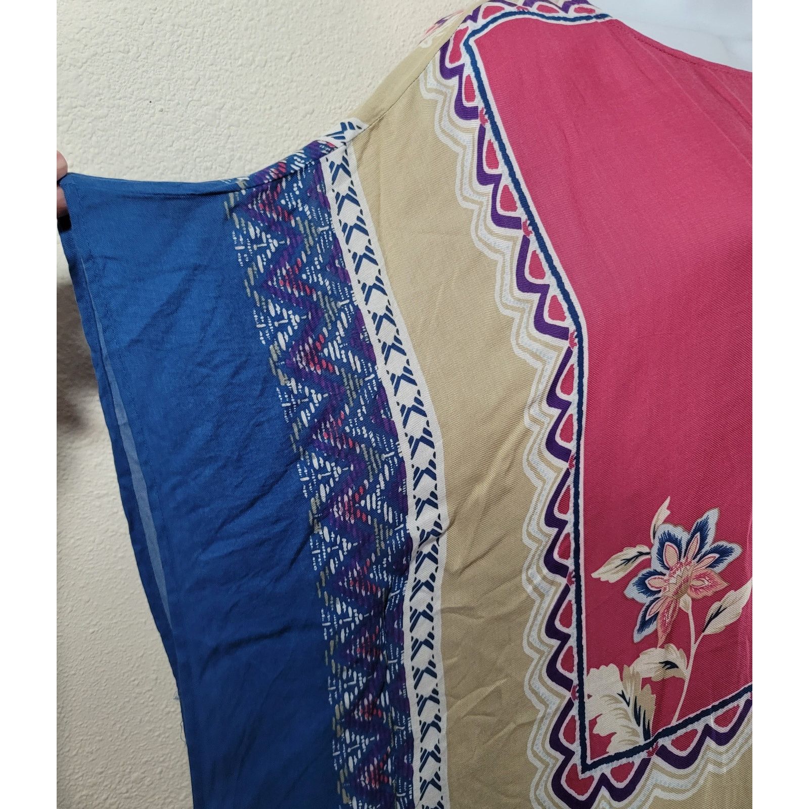 Chicos Chico's Pink Blue Floral Print Top Small Medium Boho Flowy Size M / US 6-8 / IT 42-44 - 5 Thumbnail