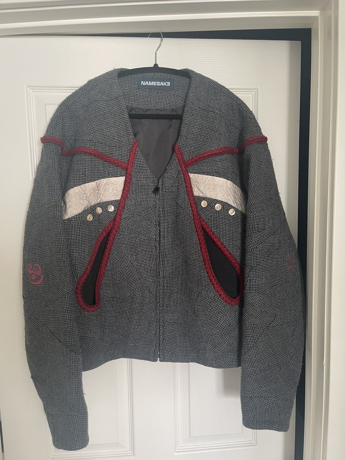 NAMESAKE AW21 Contour Line Grey & Red Wool Jacket Size US M / EU 48-50 / 2 - 1 Thumbnail