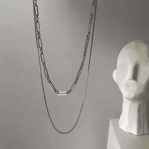 Jewelry Chrome Silver Chain Classic Light Goth Vibe Link Necklace Size ONE SIZE - 4 Thumbnail
