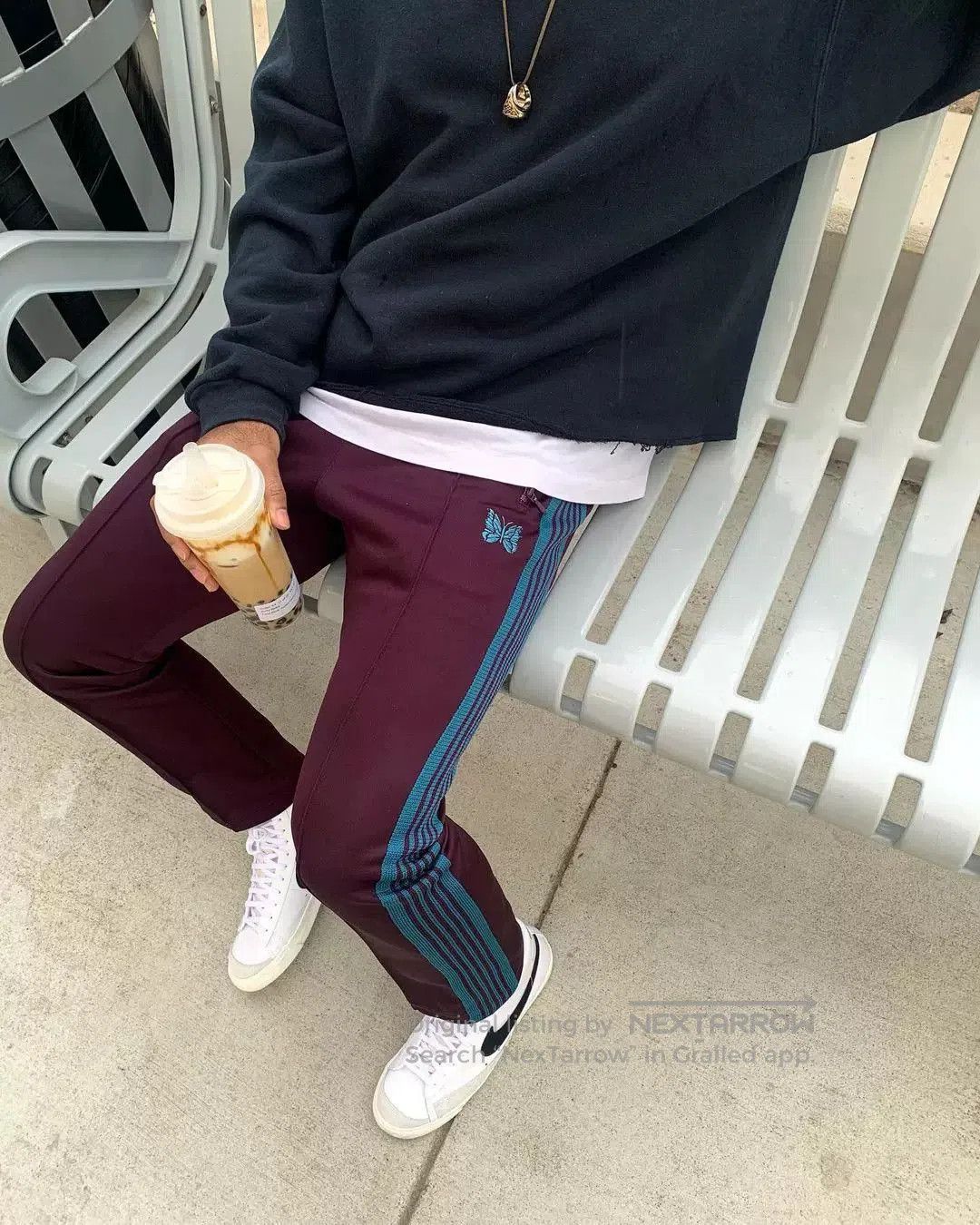 Needles Needles Track Pant in Burgundy with Embroidery. Size US 32 / EU 48 - 1 Thumbnail