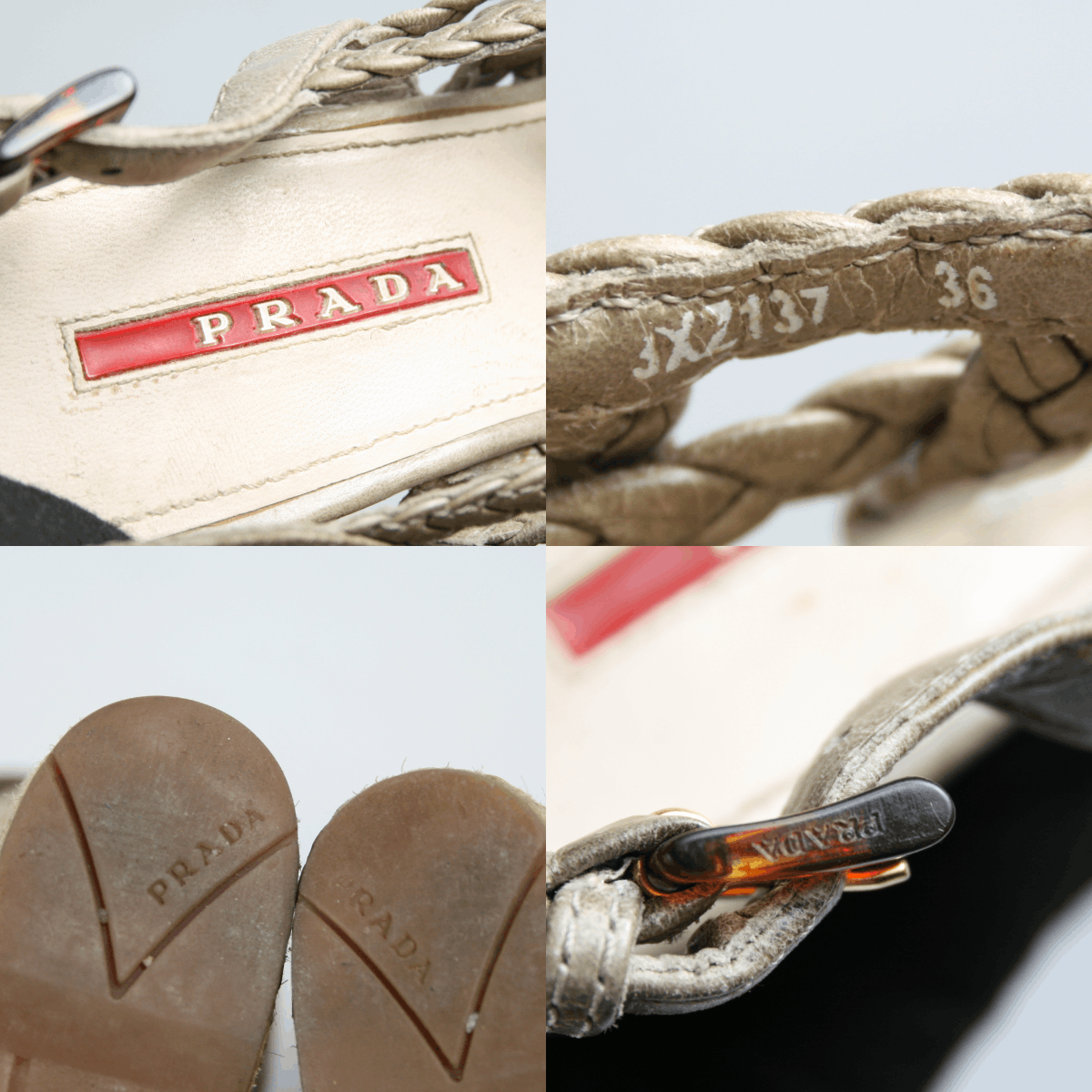 Prada Y2K Wedge Woven Leather Cork Espadrille Sandals Size US 6 / IT 36 - 12 Thumbnail