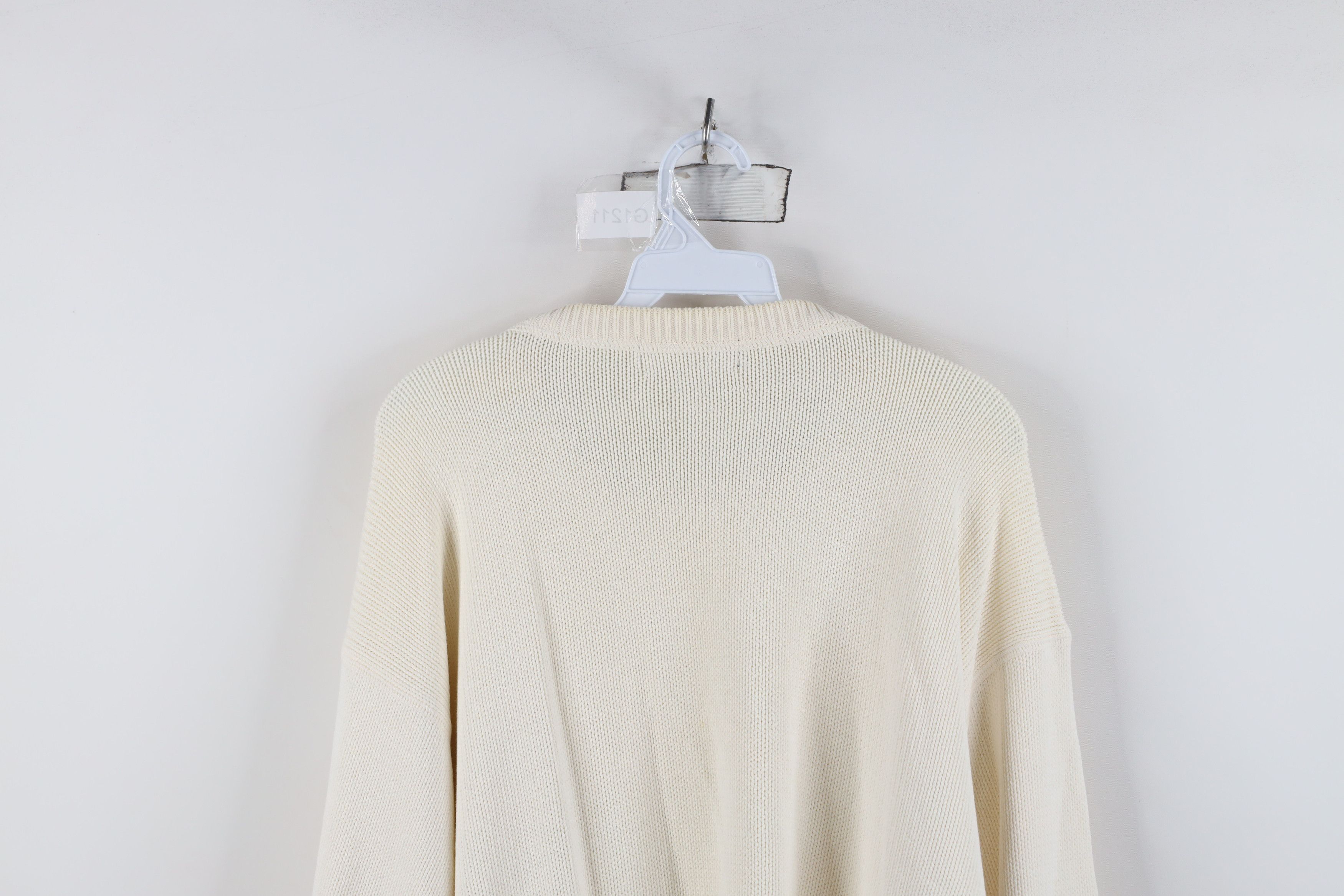 Vintage Vintage 90s Streetwear Cotton Knit Crewneck Sweater Cream Size US XL / EU 56 / 4 - 10 Thumbnail