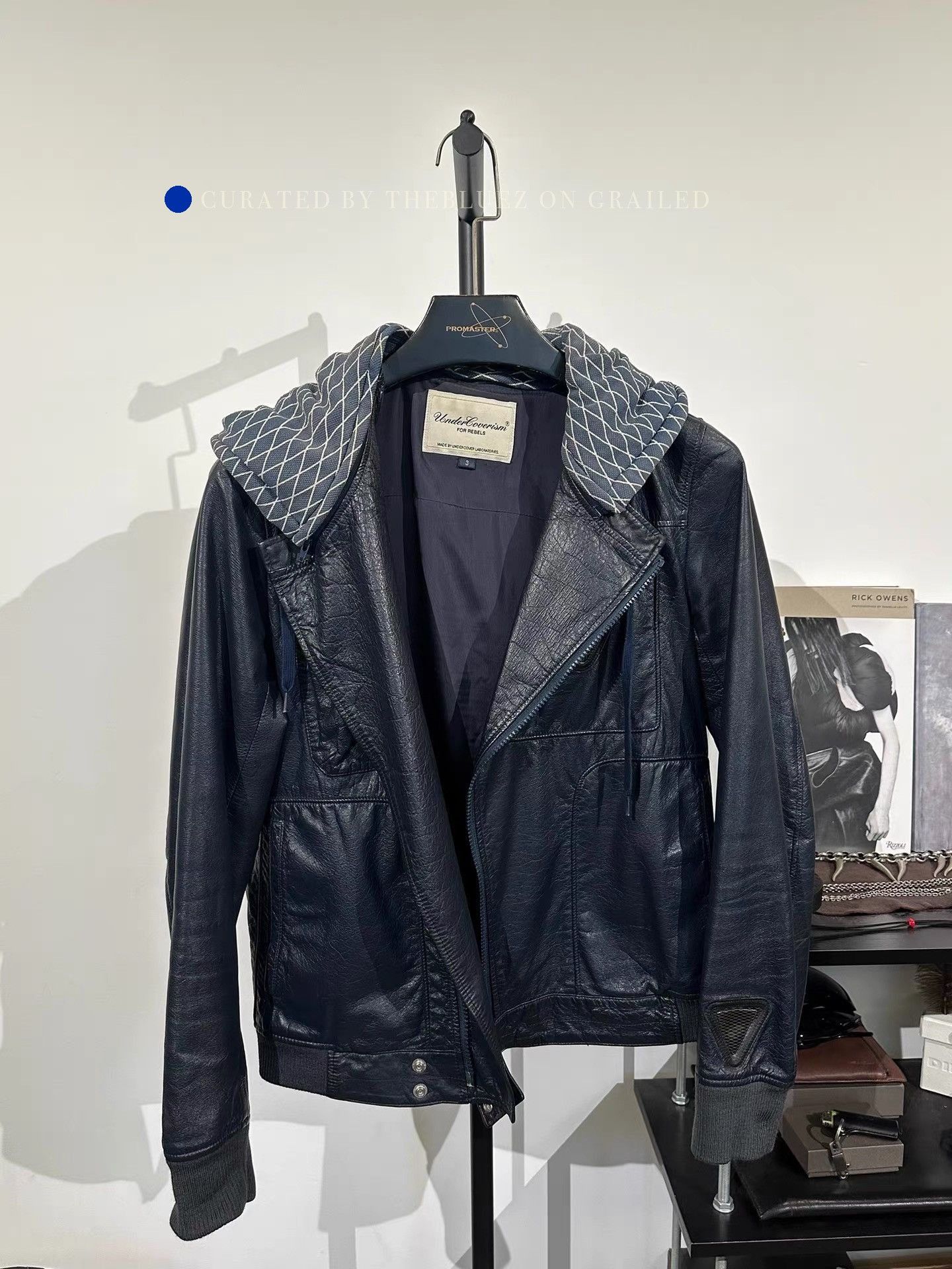 Undercover Black Leather Hooded Moto Jacket Size US L / EU 52-54 / 3 - 1 Thumbnail