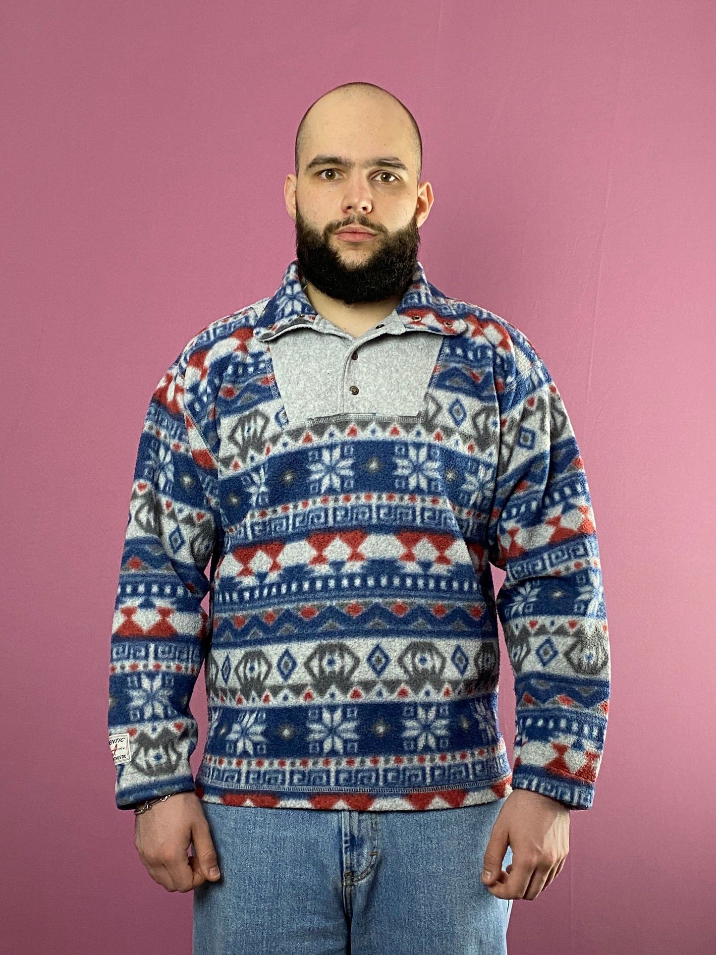Vintage Puls Sport Vintage Men's Ornaments Quarter Zip Fleece - M Size US M / EU 48-50 / 2 - 2 Thumbnail
