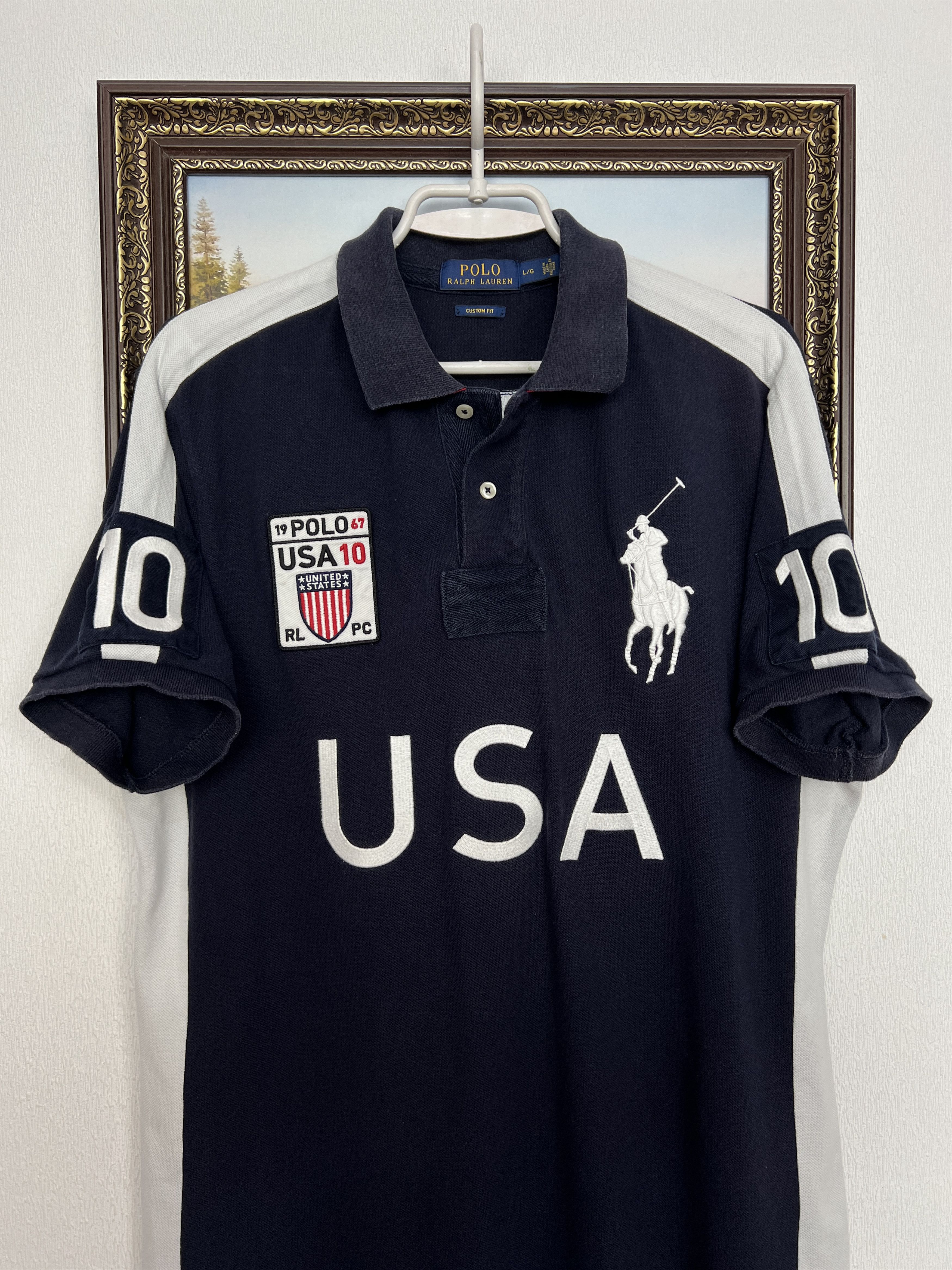 Polo Ralph Lauren Vintage Chief Keef USA Blue White Jersey Trikot Shirt Size US L / EU 52-54 / 3 - 2 Thumbnail