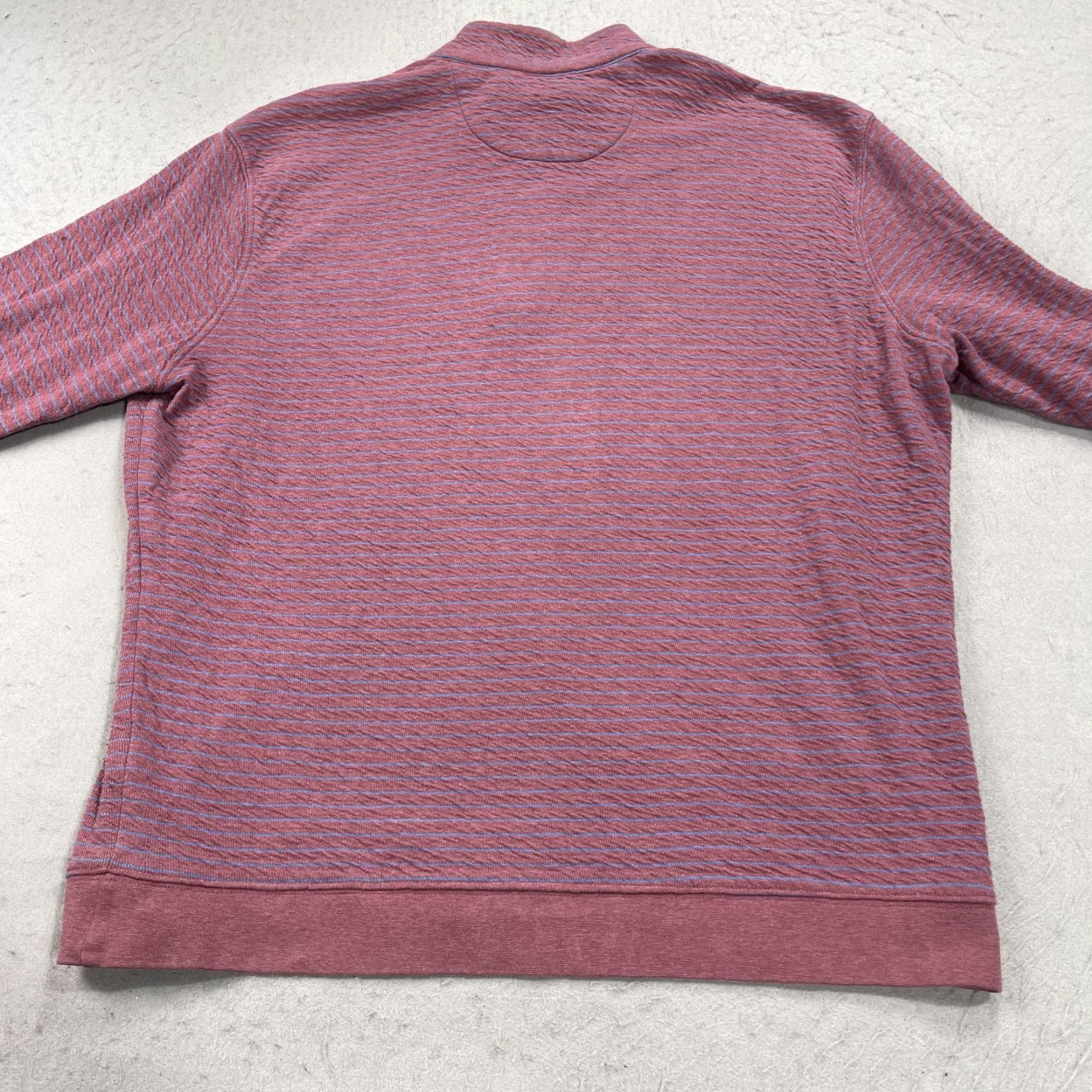 johnnie-O johnnie-O Sweater Mens 2XL Red Cotton 1/4 Zip Mock Neck Striped Knit Pullover Casual Winter Fall Golf Men's Sweater Size US XXL / EU 58 / 5 - 5 Thumbnail