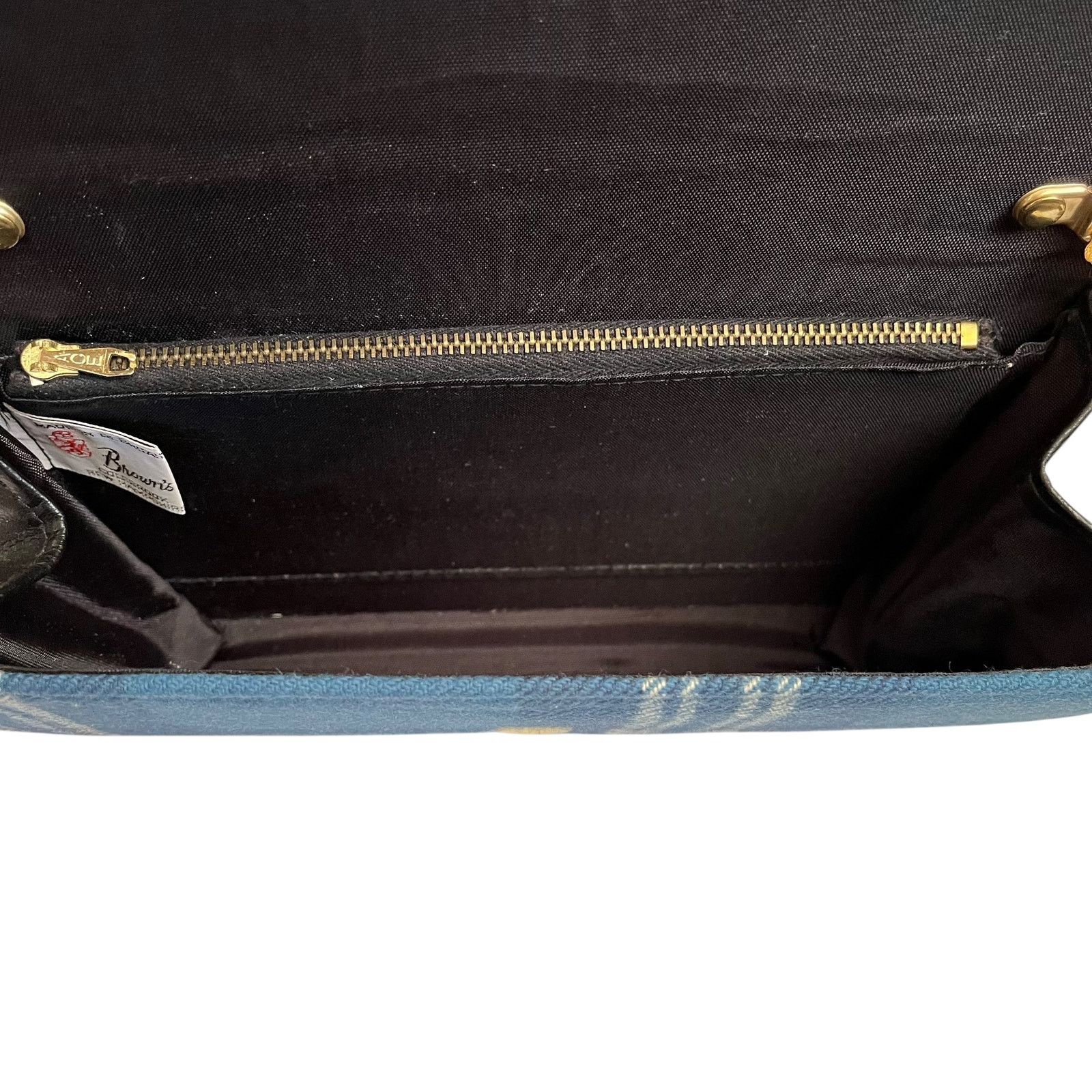 Vintage Vintage Brown's of Bermuda Blue Wool Tartan Handbag & Wallet Size ONE SIZE - 13 Thumbnail