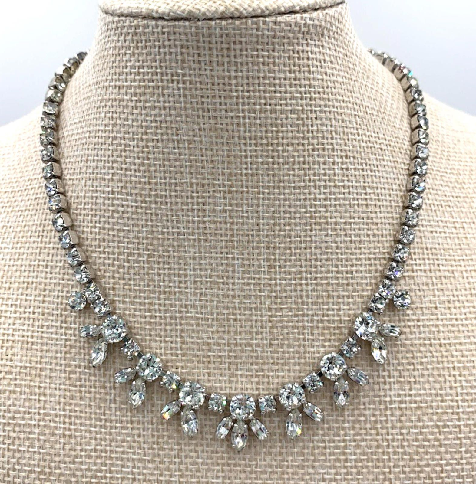 Other Sherman Clear Rhinestone Rhodium Plated Statement Necklace Size ONE SIZE - 3 Thumbnail
