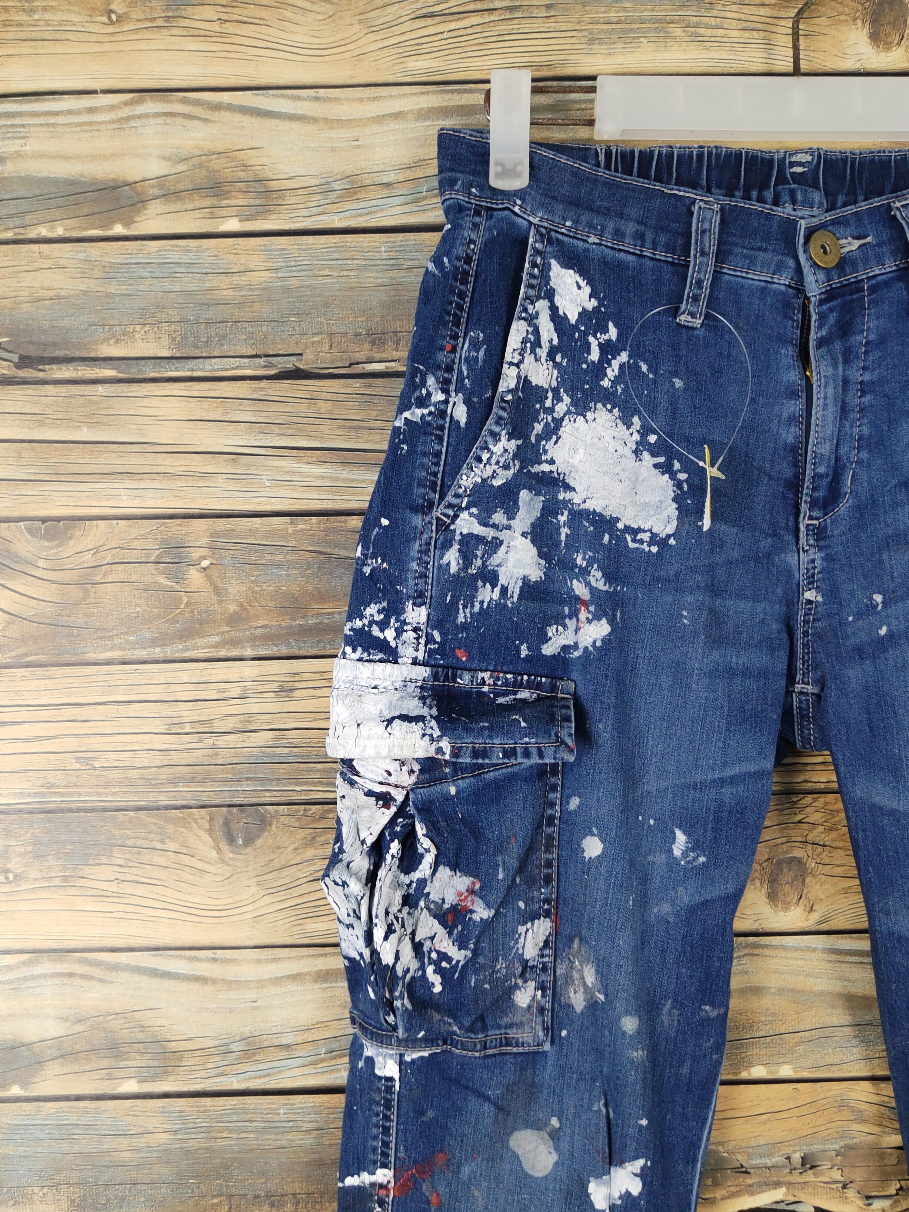 Japanese Brand FieldCore Dark Blue Distressed Ripped Soft Jeans #W1974 Size US 28 / EU 44 - 3 Thumbnail