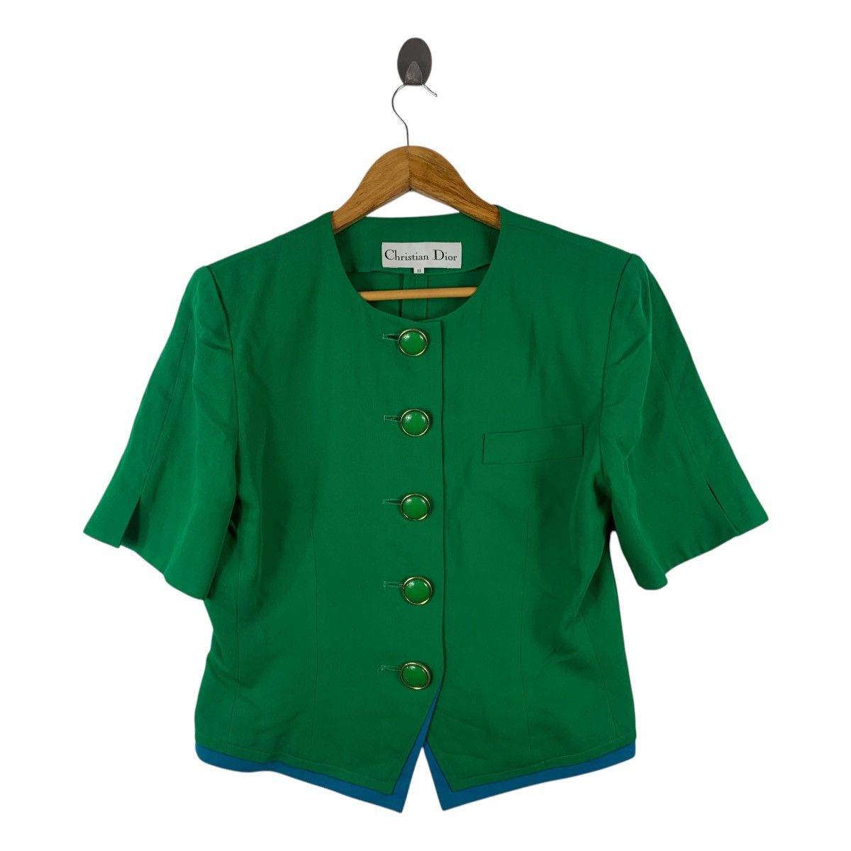 Christian Dior Monsieur × Vintage Vintage 90s CHRISTIAN DIOR Button Up Tweed Green Blazer Size XS / US 0-2 / IT 36-38 - 1 Thumbnail