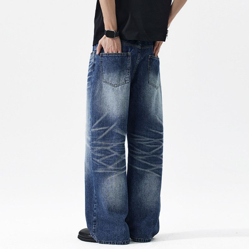 Japanese Brand Men's Washed Loose-Fit Straight Clean Fit Casual Jeans Size US 32 / EU 48 - 4 Thumbnail