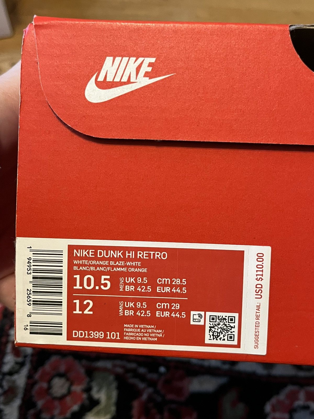 Nike Nike Dunk High OG Retro “Syracuse” - US 10.5 100% AUTHENTIC Size US 10.5 / EU 43-44 - 8 Thumbnail