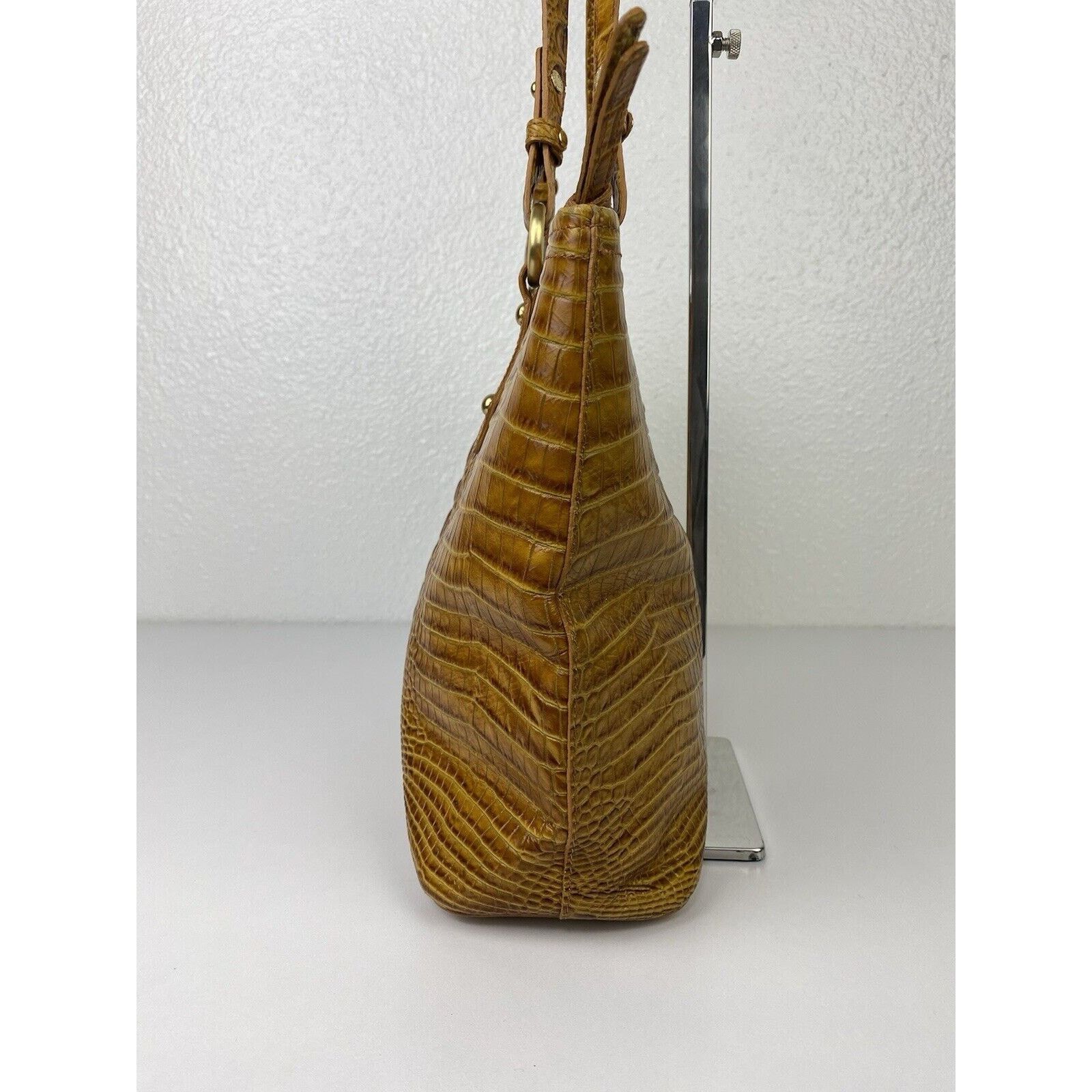 BRAHMIN Brahmin Alden Brown Croc Embossed Leather Shoulder Purse Bag Size ONE SIZE - 7 Thumbnail