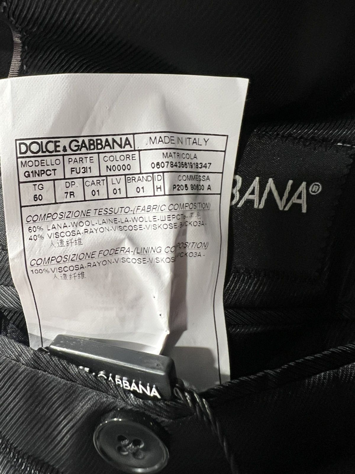 Dolce & Gabbana Dolce & Gabbana Men’s Solid Black 2-Piece Suit 40R US 50R IT Size 40R - 9 Thumbnail