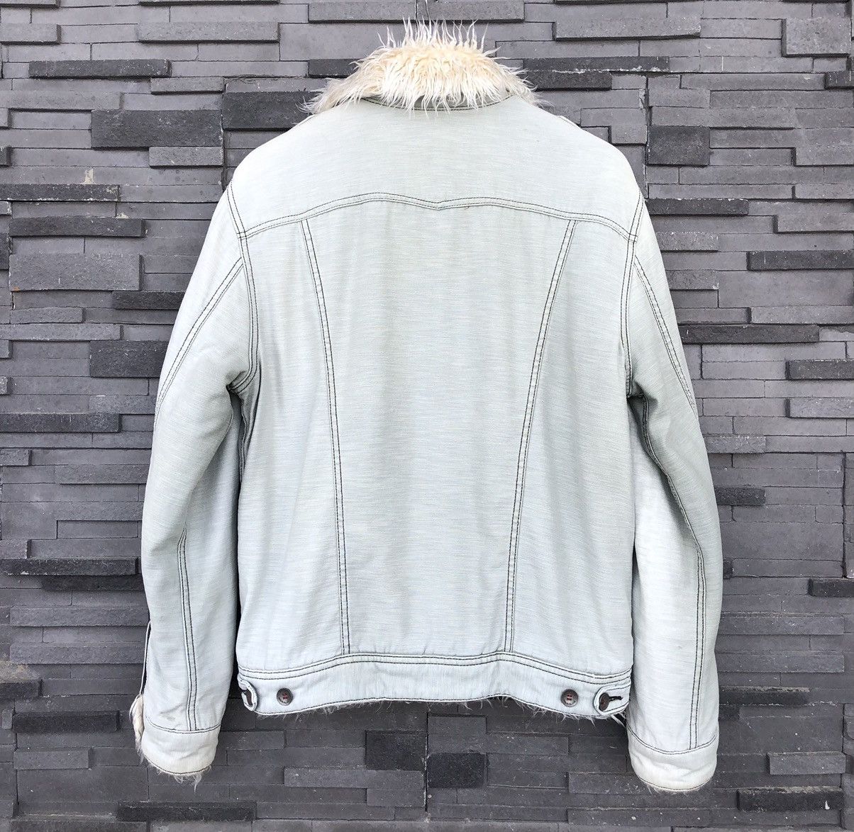 Vintage Vintage Edwin Faux Fur Lining Shearling Denim Jacket Size US L / EU 52-54 / 3 - 10 Thumbnail