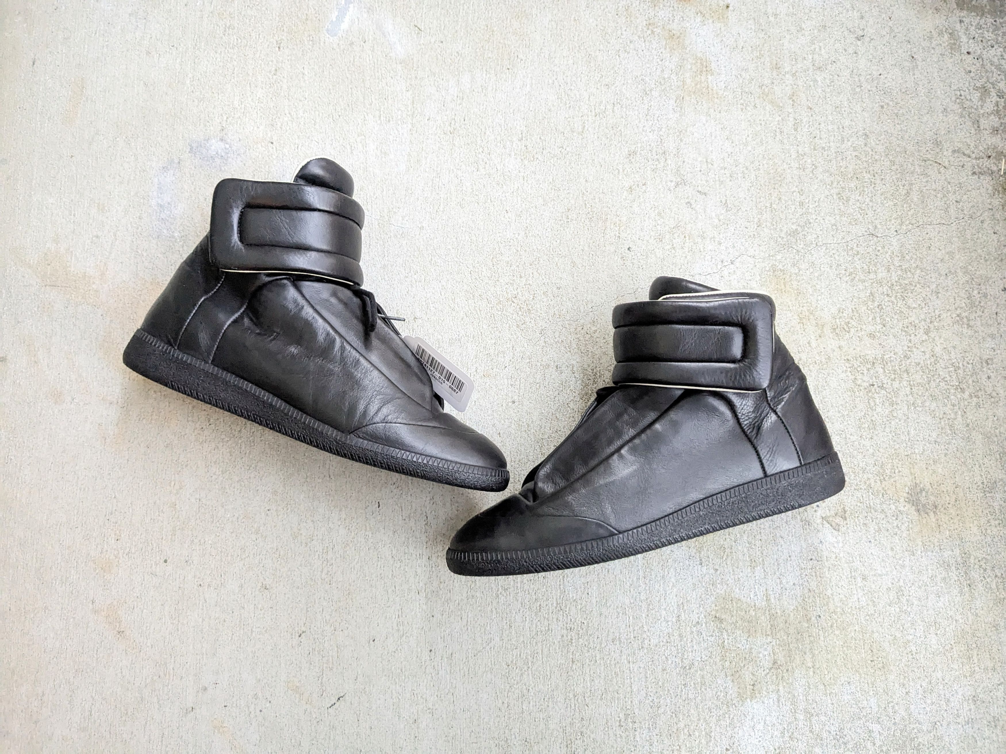 Maison Margiela Future Black 10 43 High Tops Leather Italy Shoes, Men's