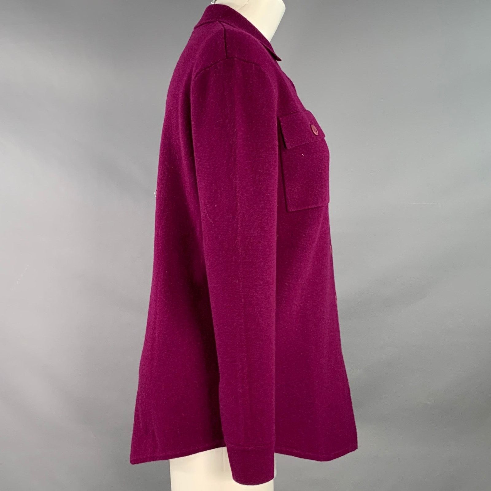 Other XS Burgundy Cashmere Collar Double Knit Cardigan Size XS / US 0-2 / IT 36-38 - 2 Thumbnail