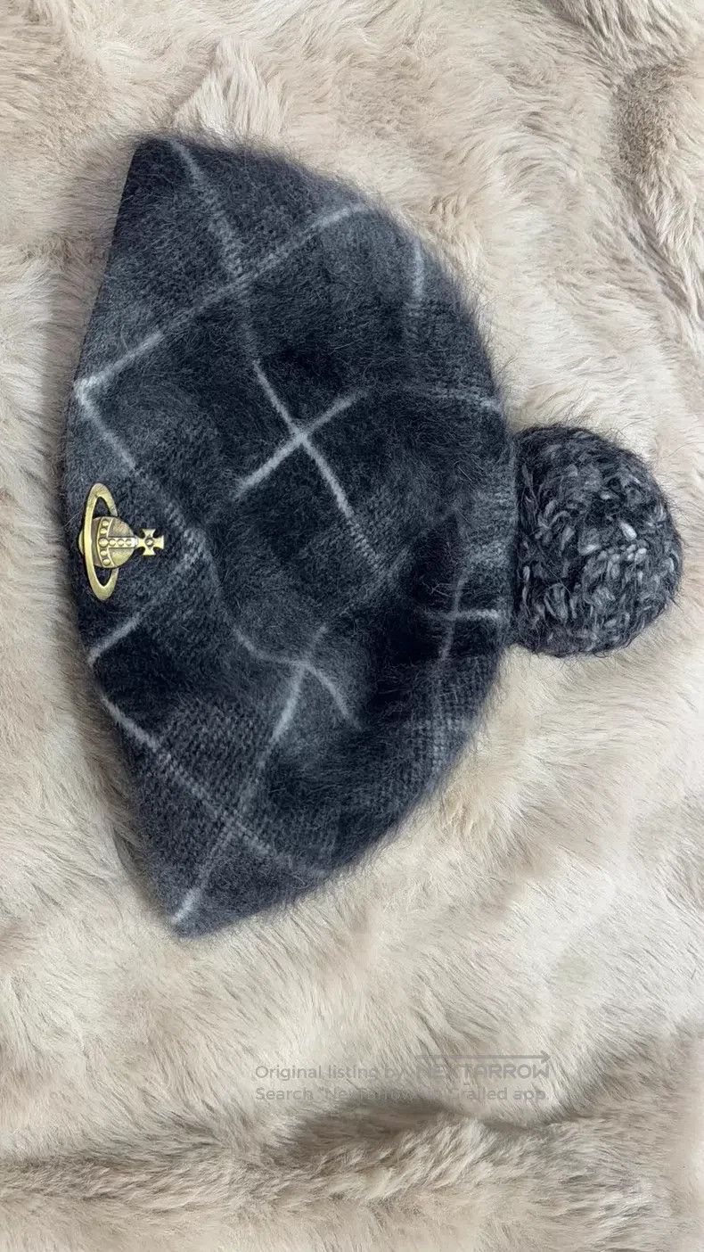 Vivienne Westwood Vivienne Westwood Gray Plaid Furry Beret Size ONE SIZE - 6 Thumbnail