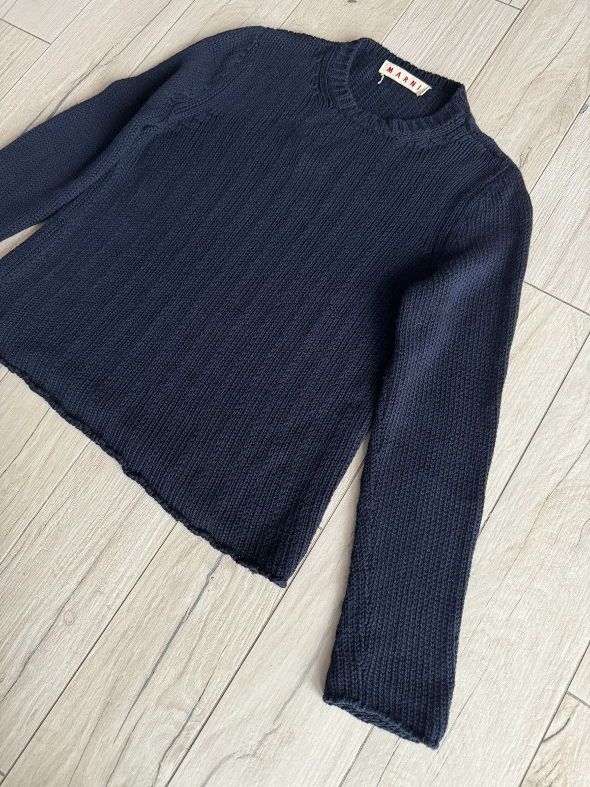 Marni Marni Dark Navy Cable Knit Wool Sweater Size US M / EU 48-50 / 2 - 2 Thumbnail