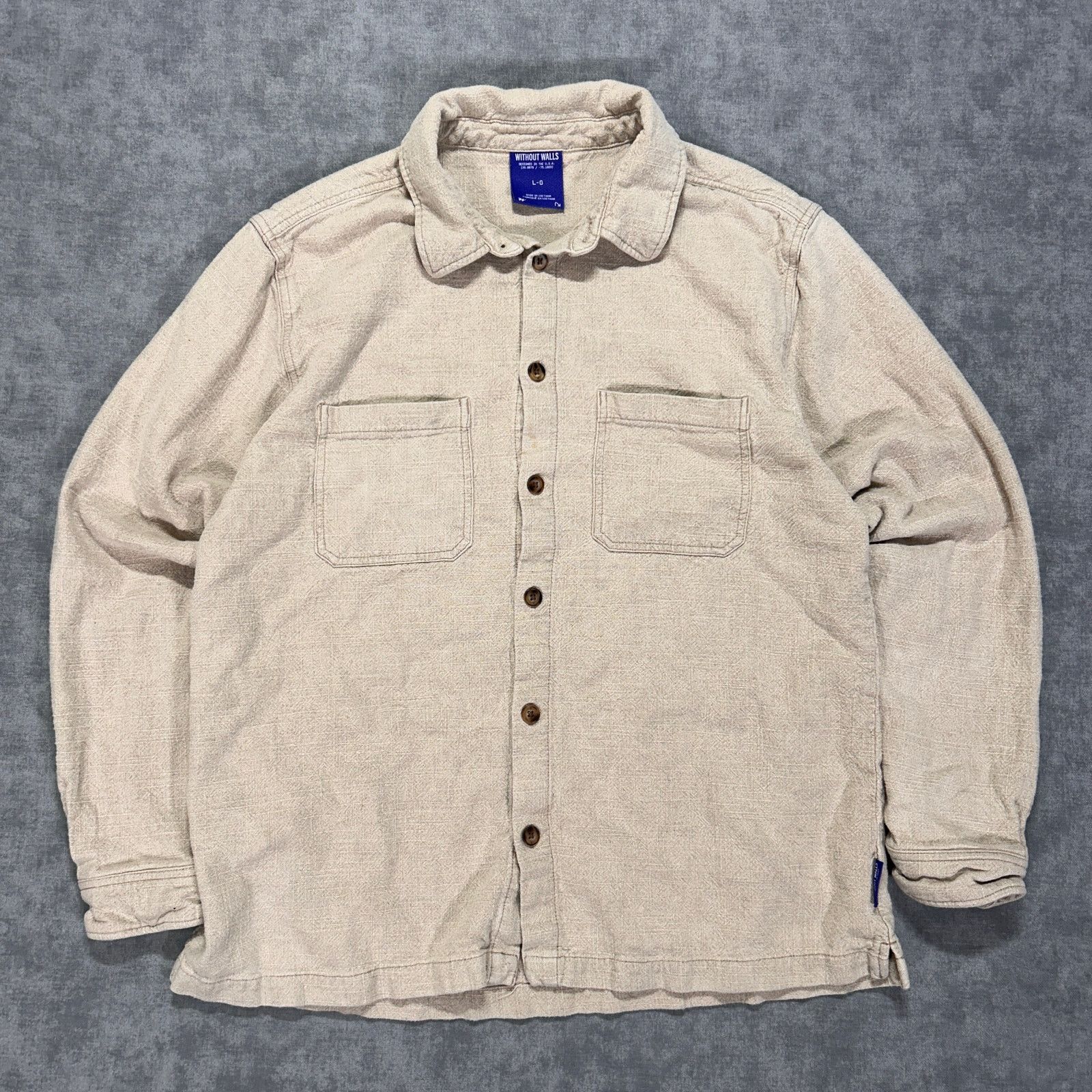 Without Walls Without Walls beige heavy linen blend casual button up mns L Size US L / EU 52-54 / 3 - 1 Thumbnail