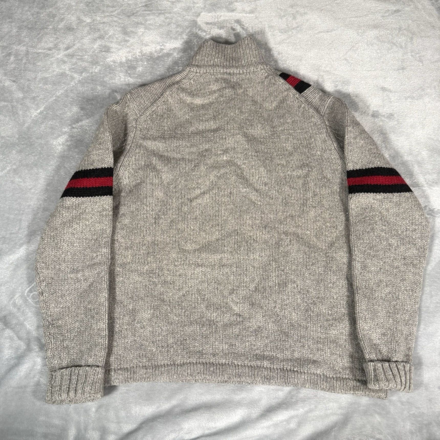 Gap VINTAGE GAP Mock Neck Henley Sweater Mens M Knit Striped Wool Gray Size US M / EU 48-50 / 2 - 7 Thumbnail