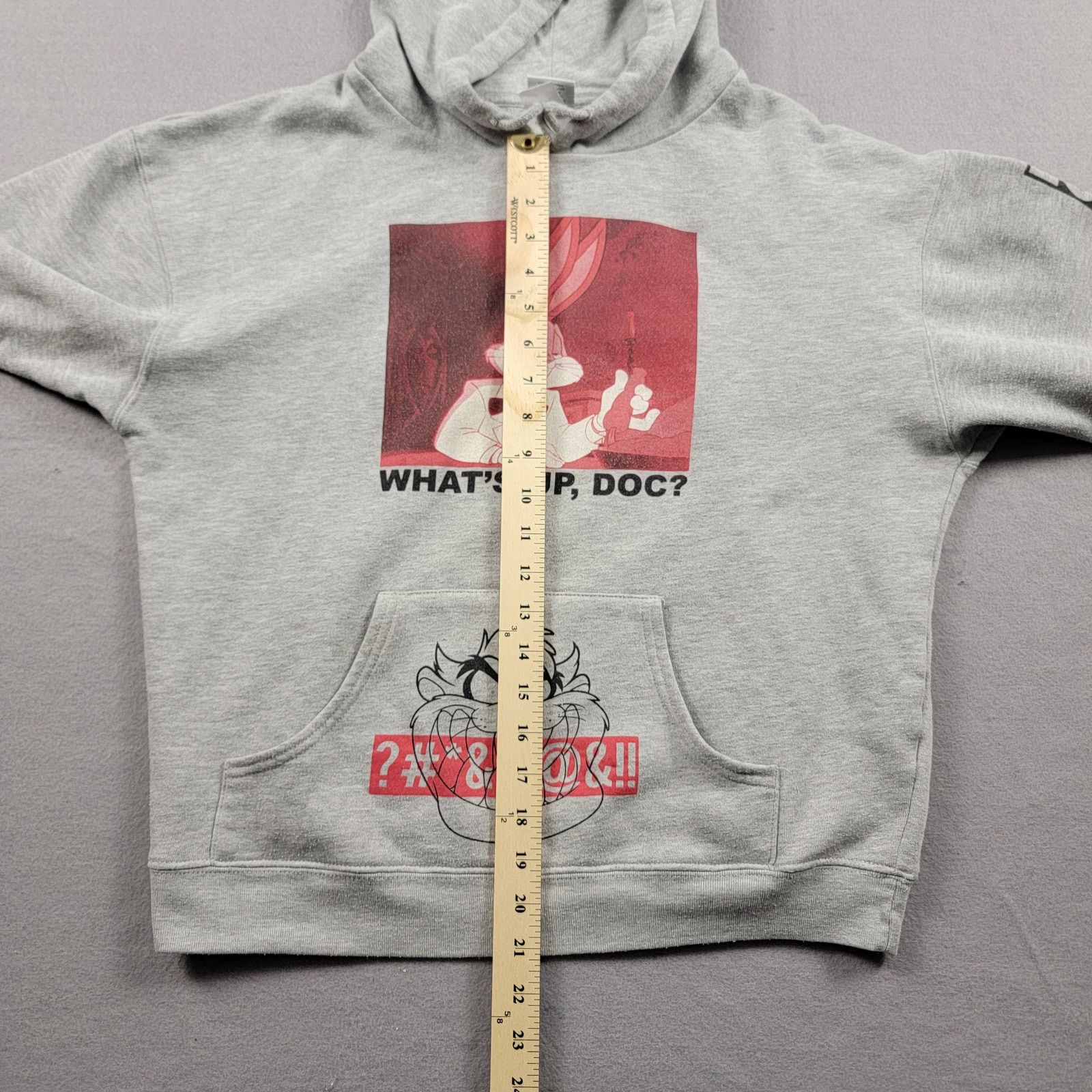 Warner Bros Looney Tunes Bugs Bunny Taz Hoodie Gray Mens M Used Graphic Size US M / EU 48-50 / 2 - 7 Thumbnail