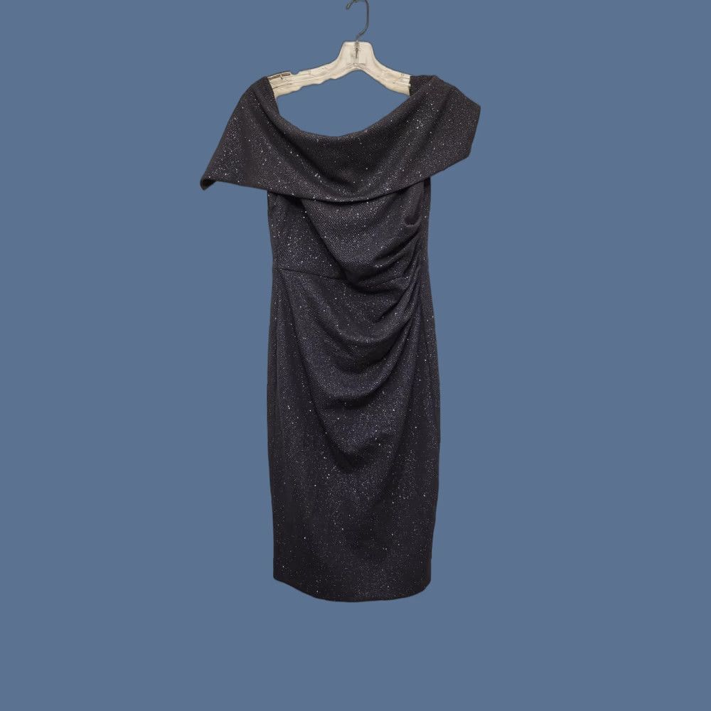 Vince Camuto Vince Camuto Dress Womens Off Shoulder Glitter Ruched Navy Party Sheath Dress Size M / US 6-8 / IT 42-44 - 1 Thumbnail