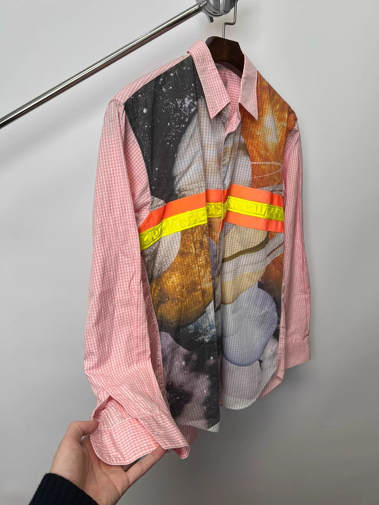Comme des Garcons CDG Pink Checkered Planet Print Firefighter Reflective Shirt Size US S / EU 44-46 / 1 - 4 Thumbnail