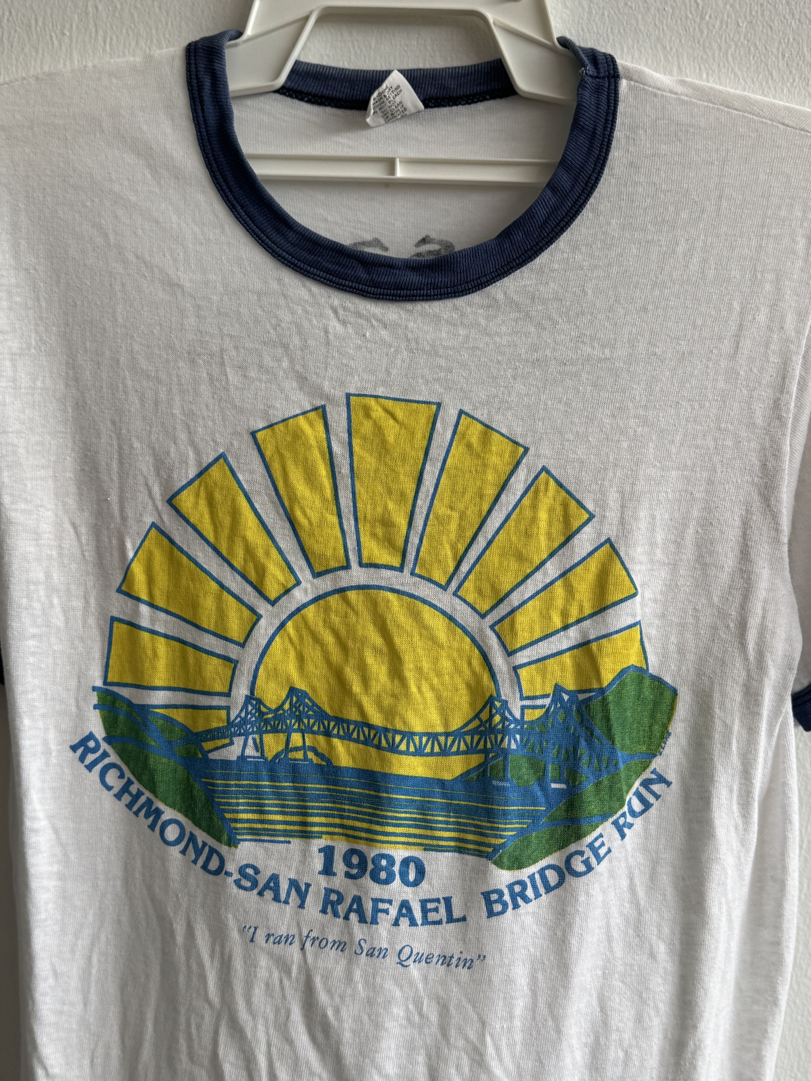 Vintage 1980 Richmond-San Rafael Bridge Run Ringer Vintage T-Shirt Size US S / EU 44-46 / 1 - 2 Thumbnail