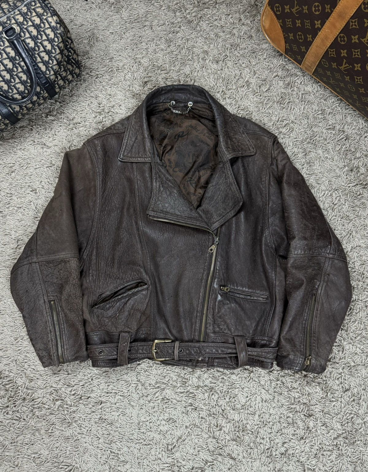 Vintage Vintage leather bomber jacket 90s original retro casual item Size US M / EU 48-50 / 2 - 1 Thumbnail