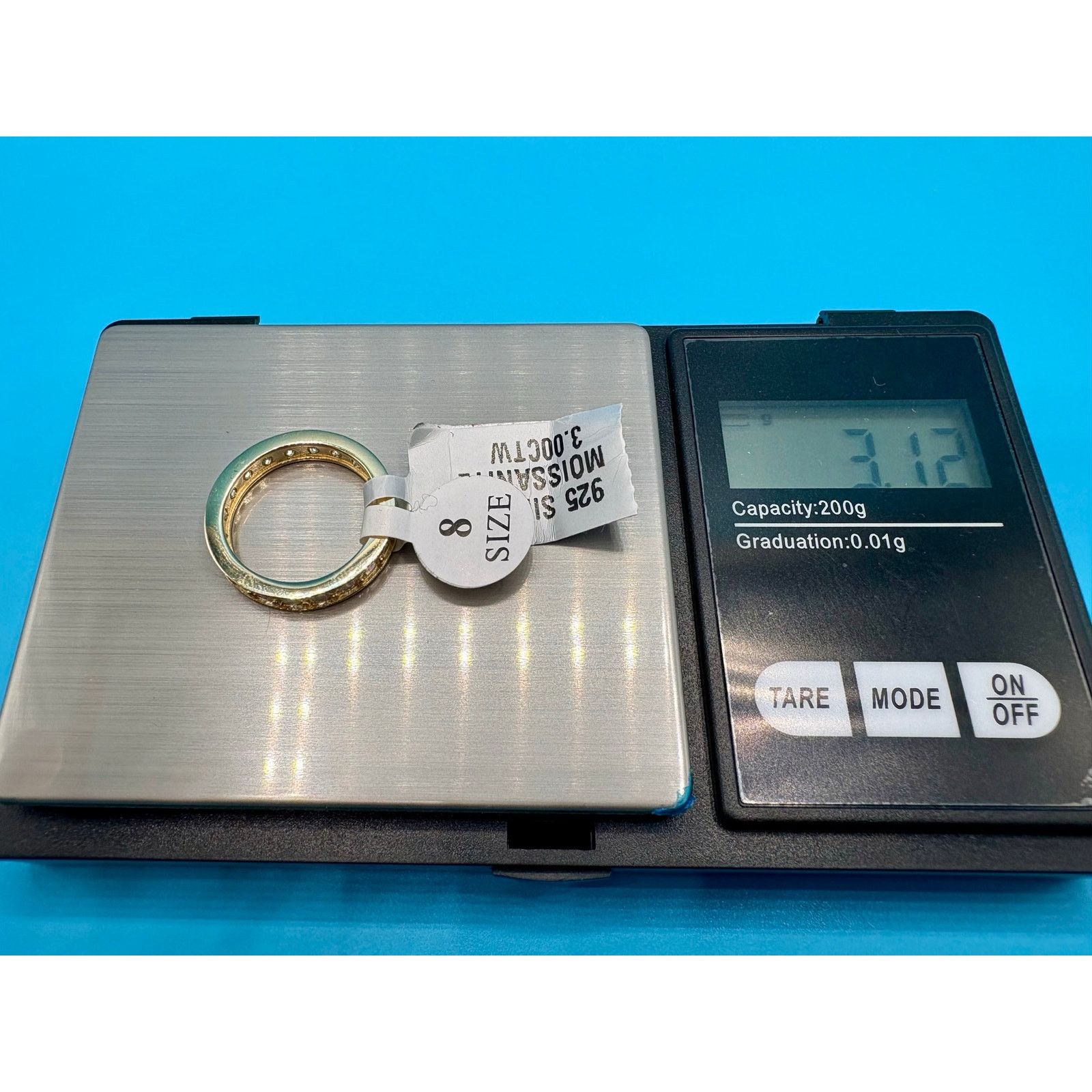 Jewelry Sz 7.5 - 3CTW Moissanite Eternity Ring -18K Vermeil over 925 Size ONE SIZE - 8 Thumbnail