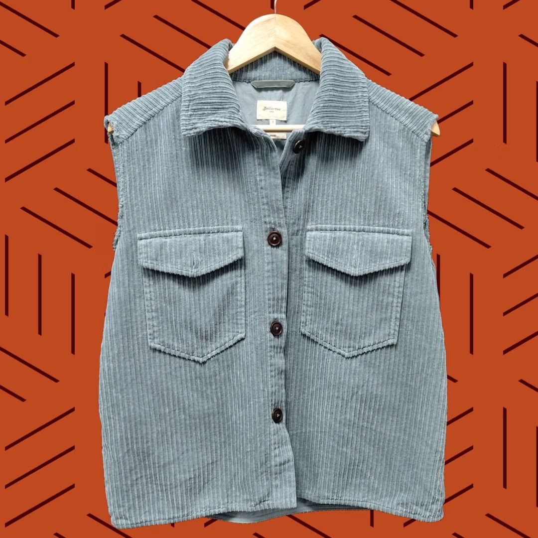 Bellerose Bellerose Vest Wool? 100% Cotton Corduroy Blue Oversized Button Vest Women Size 1 Size XS / US 0-2 / IT 36-38 - 1 Thumbnail