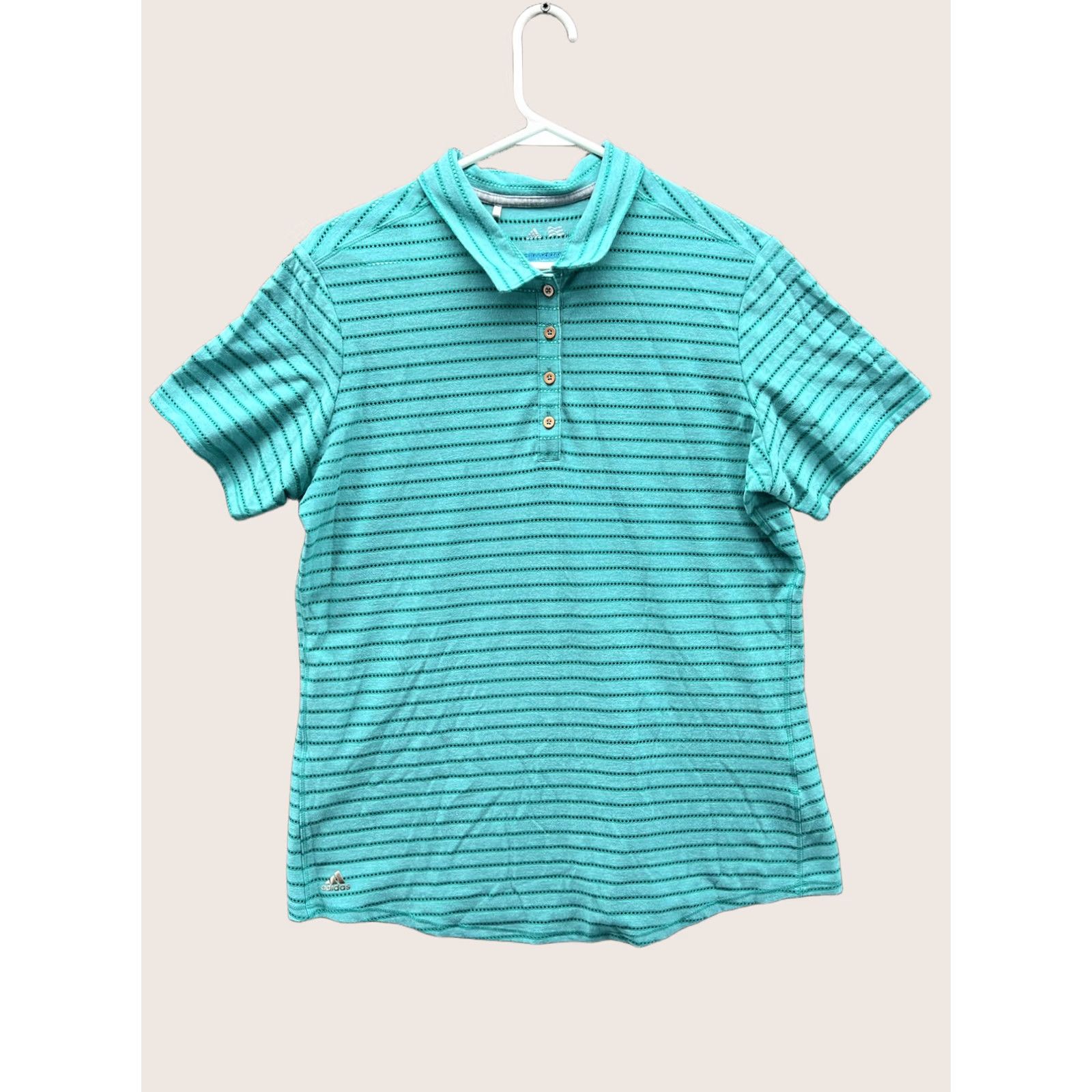 Adidas Adidas Climacool Polo Shirt Womens XL Green Stripe Short Sleeve Knit Golf Lightweight Moisture Wicking Breathable Regular Fit Climacool Logo New Size XL / US 12-14 / IT 48-50 - 1 Thumbnail