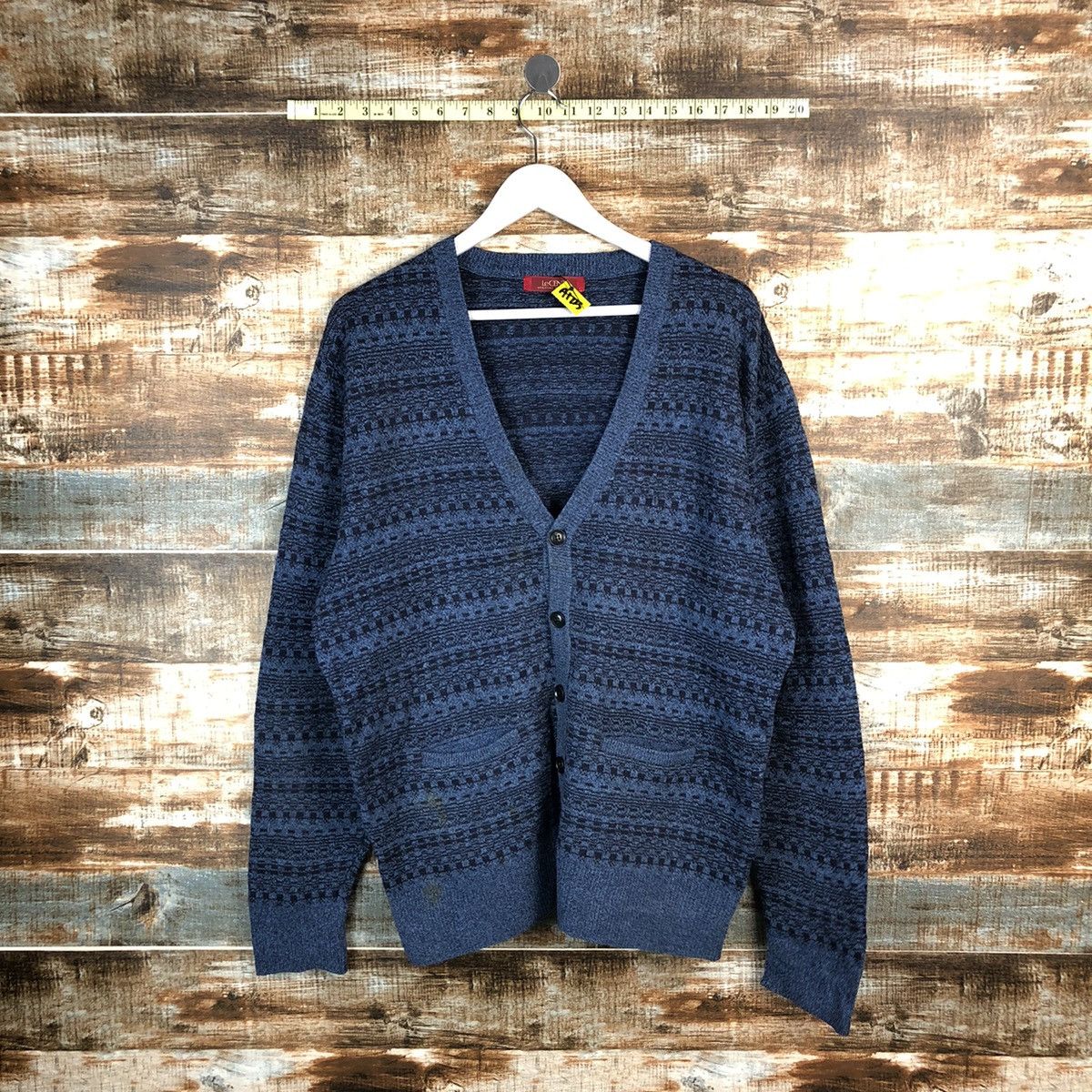 Vintage D Le Cent Blue vintage pattern Cardigan Knitwear #A1723 Size US L / EU 52-54 / 3 - 1 Thumbnail